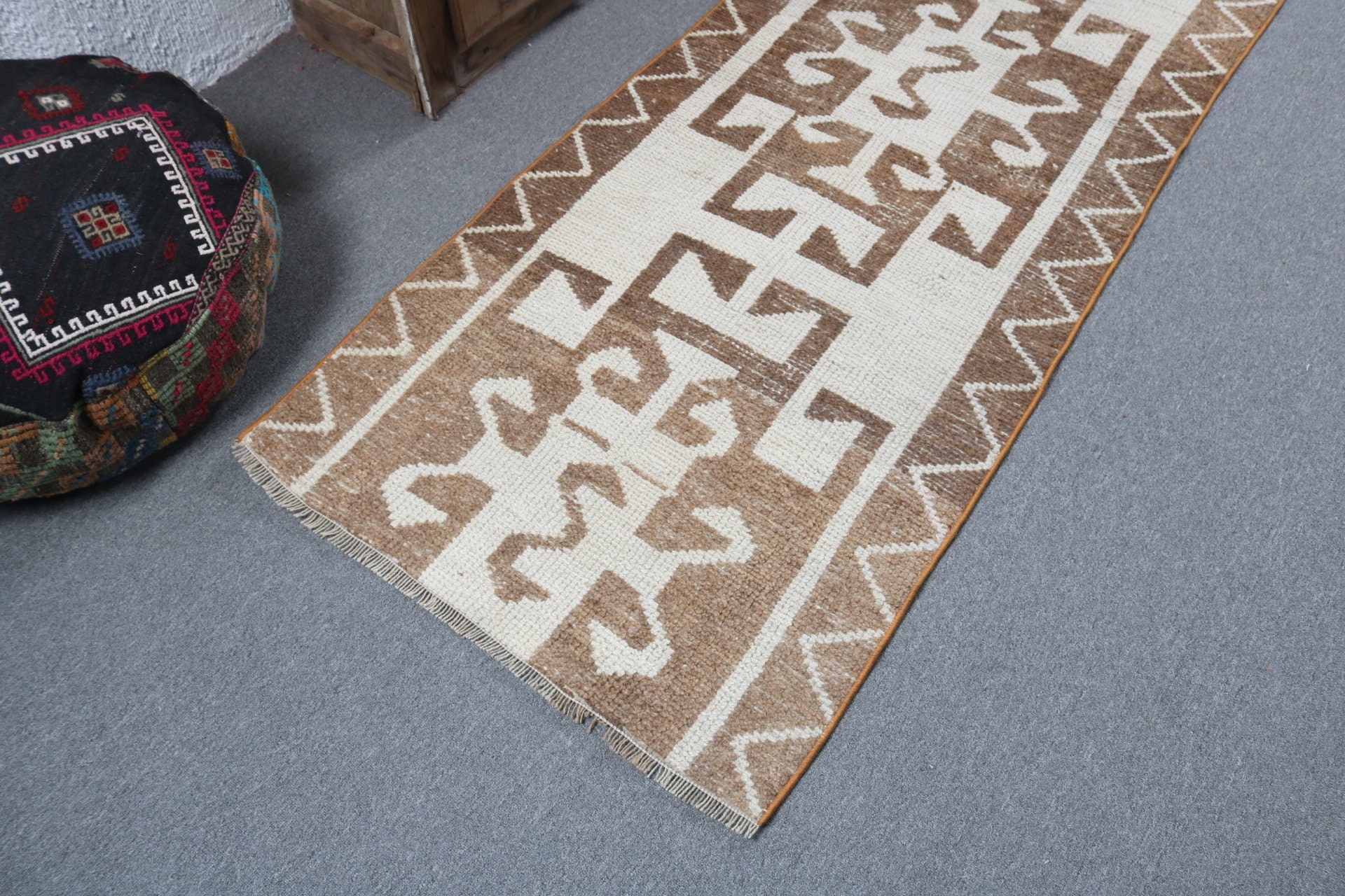 Boho Rugs, Brown Oriental Rug, Vintage Rugs, Aztec Rug, Kitchen Rug, 2.8x8.3 ft Runner Rugs, Turkish Rugs, Vintage Runner Rug, Stair Rugs