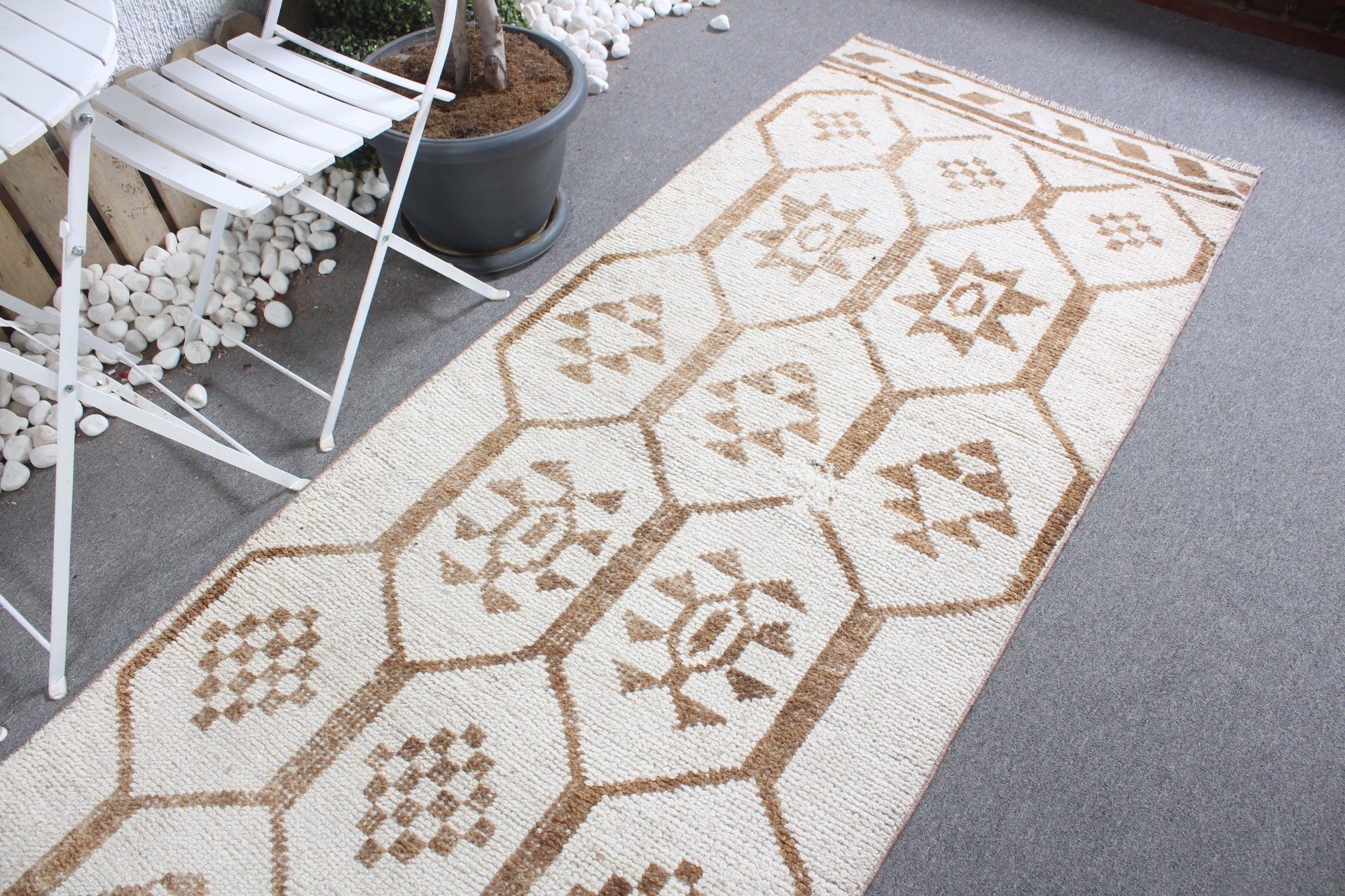 Bedroom Rug, 3.2x12.1 ft Runner Rug, Wool Rug, Turkish Rugs, Beige Cool Rugs, Vintage Rugs, Stair Rug, Boho Rug Runner Rugs, Rugs for Stair