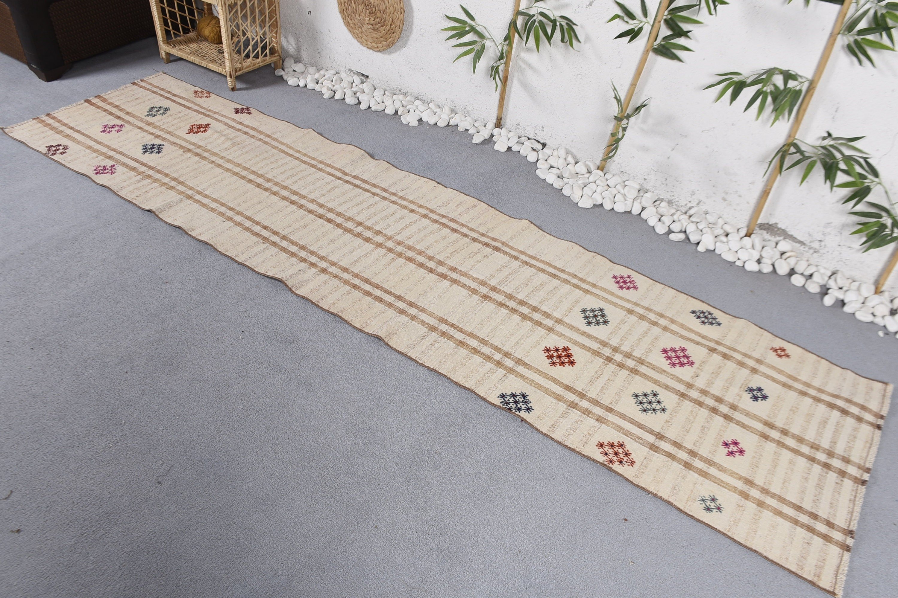 Beni Ourain Runner için Halılar, Lüks Halı, 2,3x9,8 ft Runner Halısı, Kahverengi Havalı Halılar, Vintage Halılar, Anadolu Halısı, Türk Halıları, Koridor Halısı