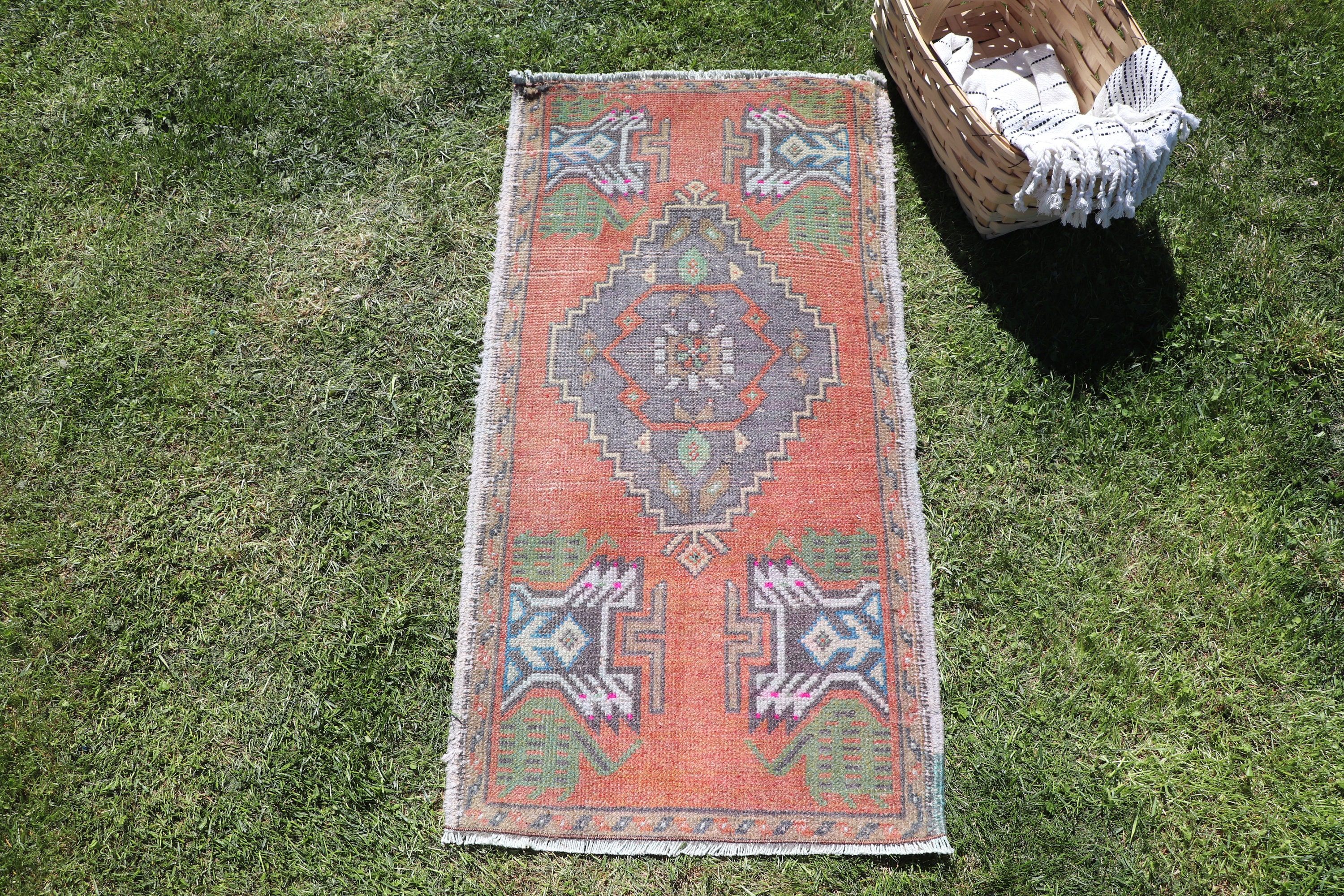 1.6x3.1 ft Küçük Halı, Küçük Vintage Halılar, Küçük Boho Halılar, Vintage Halılar, Turuncu Ev Dekorasyonu Halıları, Mutfak Halıları, Türk Halısı, Oryantal Halılar