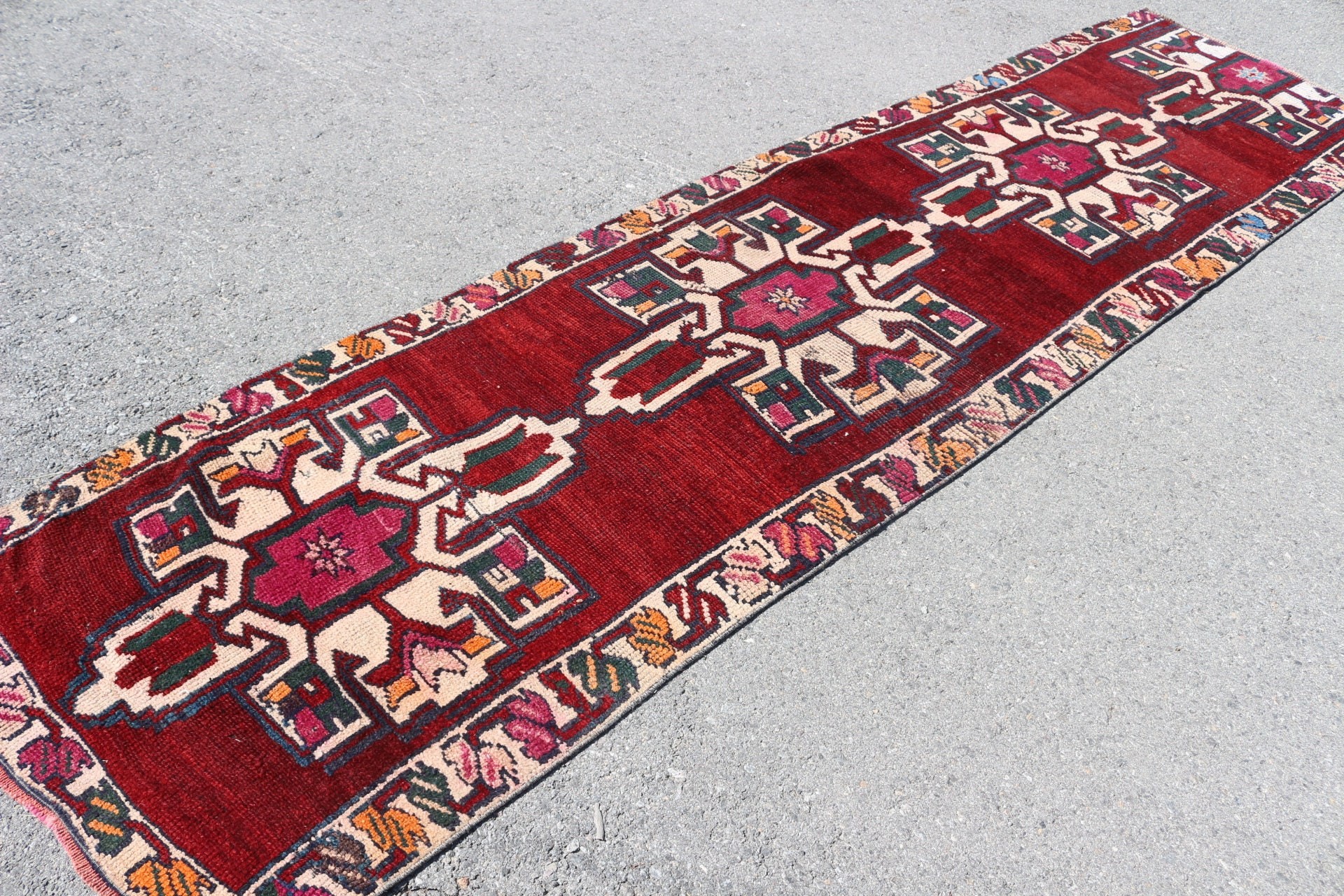 Red Antique Rugs, Hallway Rug, 3x11.4 ft Runner Rug, Kitchen Rug, Vintage Rugs, Turkish Rugs, Flatweave Rug, Wool Rug, Rugs for Corridor