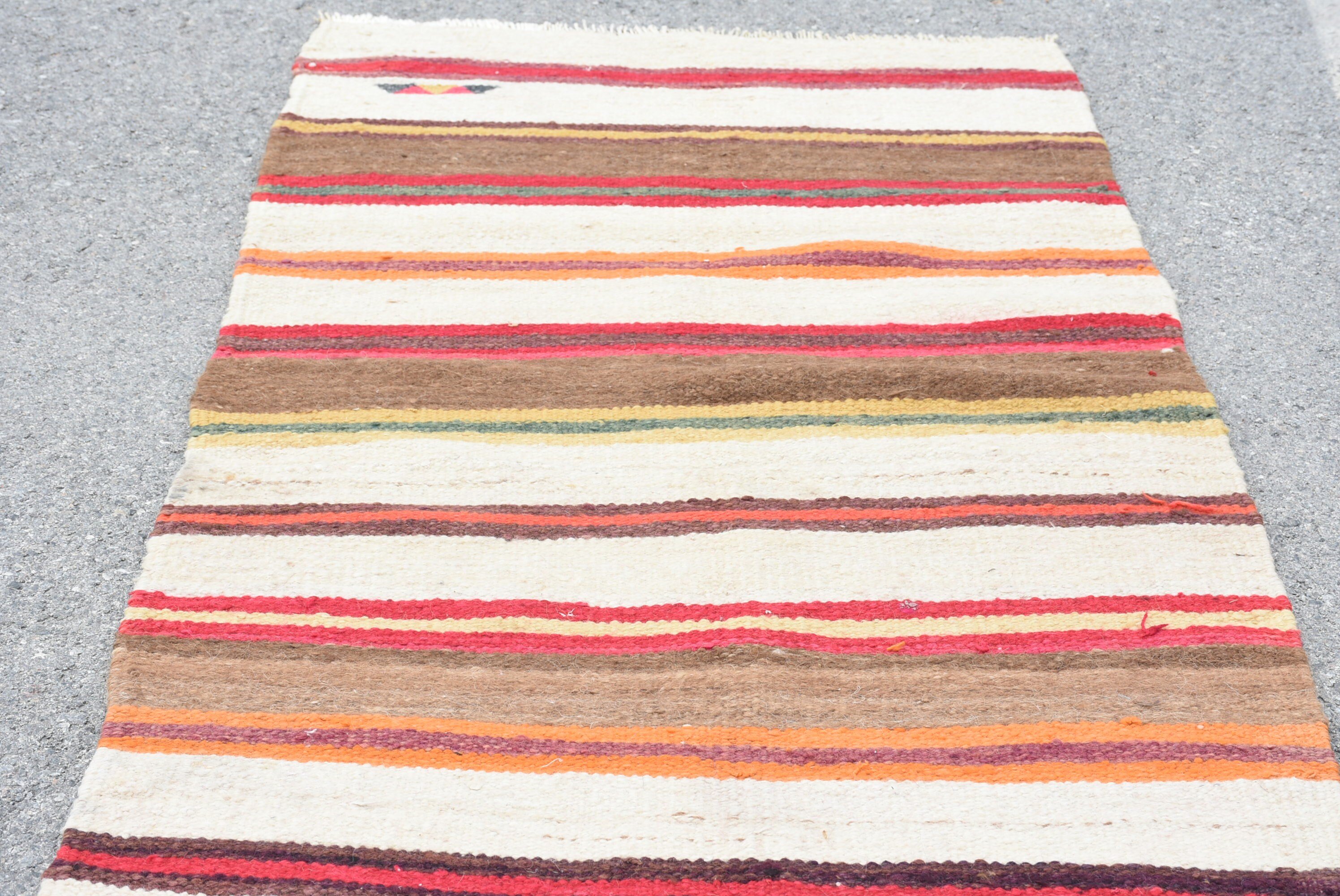 Rugs for Stair, Vintage Rug, Oushak Rug, Wool Rug, Floor Rug, Kilim, Turkish Rugs, Kitchen Rug, Beige  2.7x10.3 ft Runner Rug