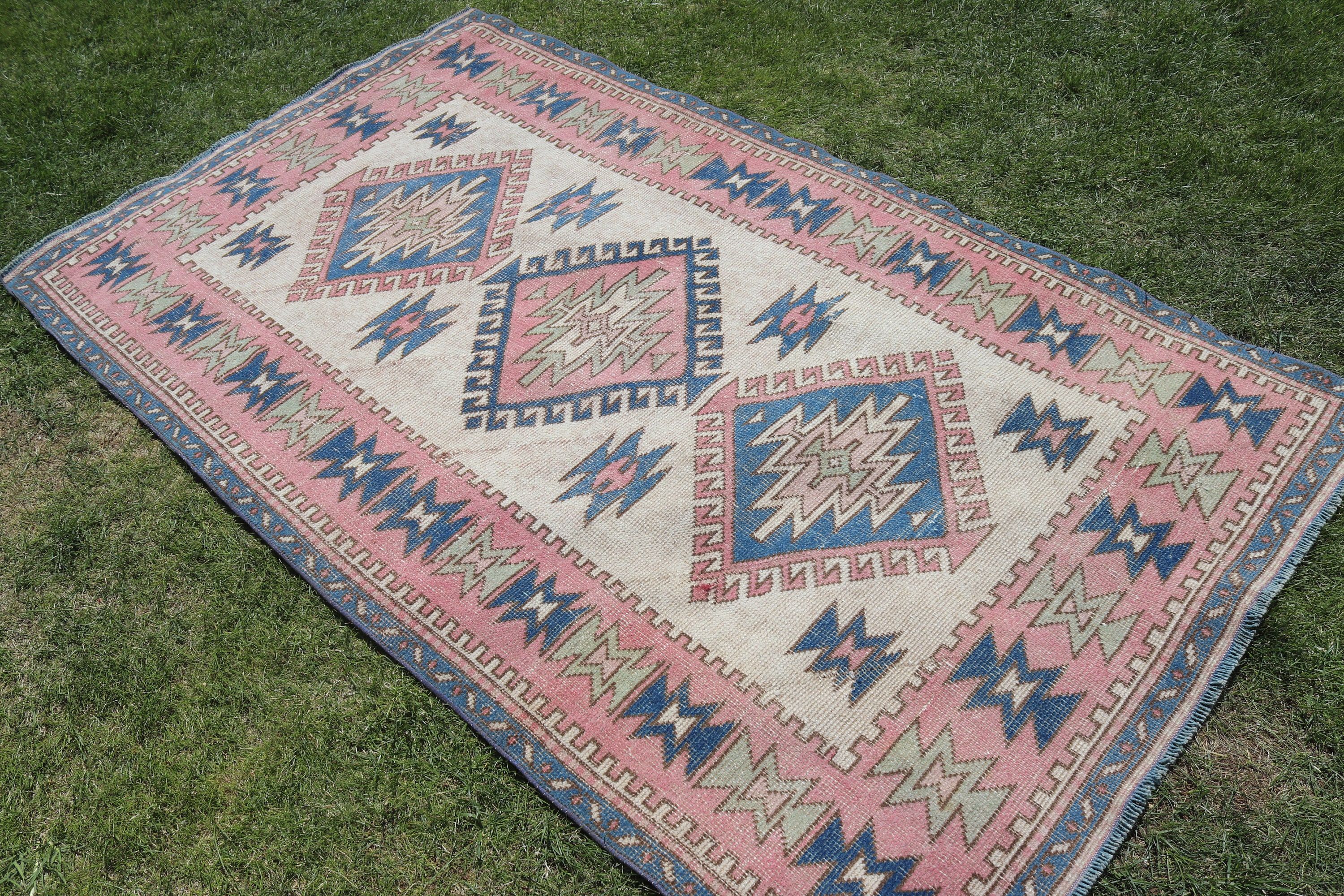 Flatweave Rug, Vintage Rug, Boho Area Rugs, Pink Modern Rugs, 4.1x6.9 ft Area Rug, Bedroom Rugs, Ethnic Rug, Turkish Rug, Oushak Area Rug