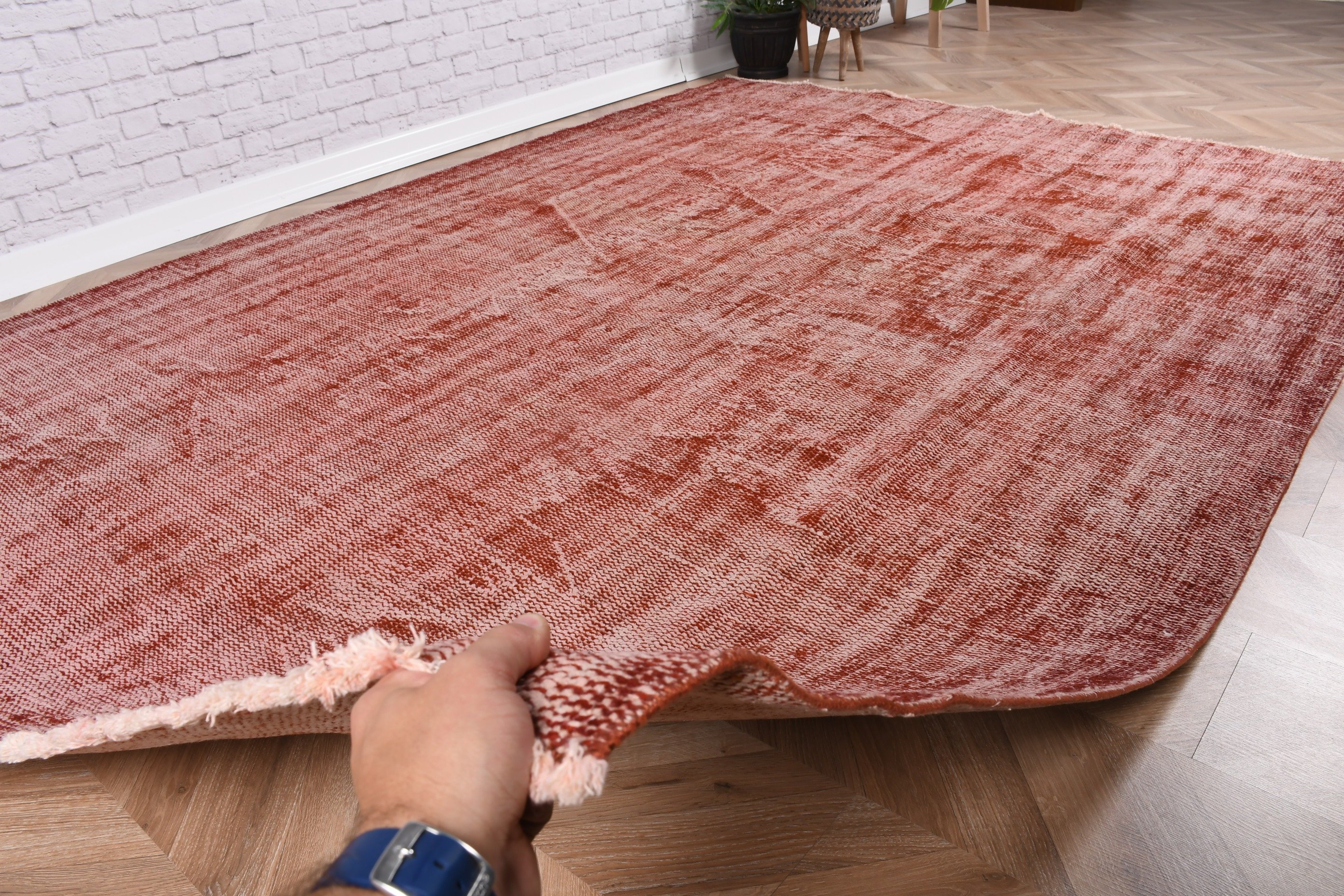 Ev Dekorasyonu Halıları, Vintage Halılar, Boho Halısı, Türk Halısı, 6.1x8.5 ft Büyük Halılar, Salon Halısı, Oushak Halıları, Turuncu Anadolu Halısı, Oturma Odası Halıları