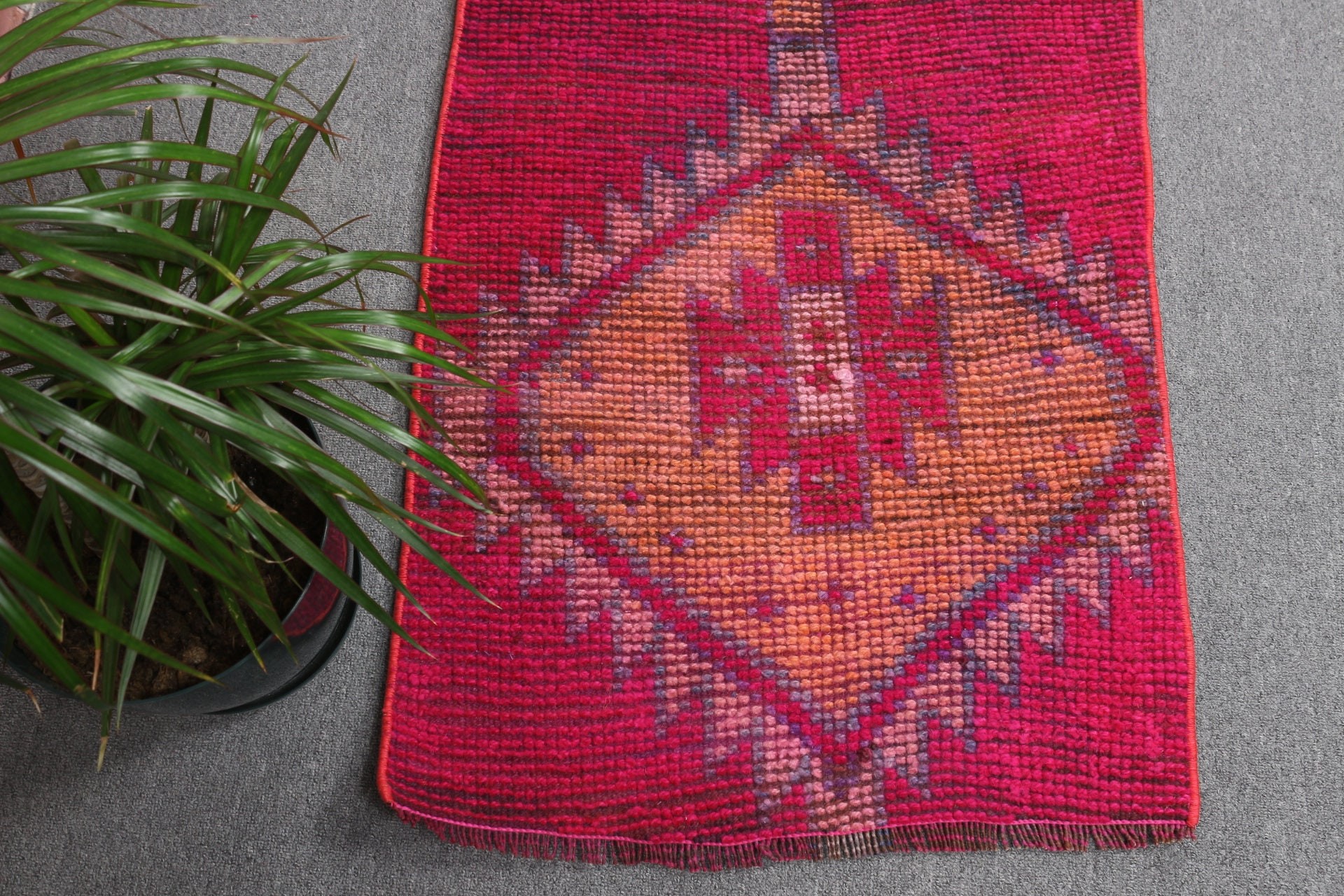 Floor Rug, Turkish Rug, Pink Antique Rug, Stair Rug, Vintage Rug, 2x8.8 ft Runner Rug, Rugs for Corridor, Corridor Rugs, Kitchen Rug