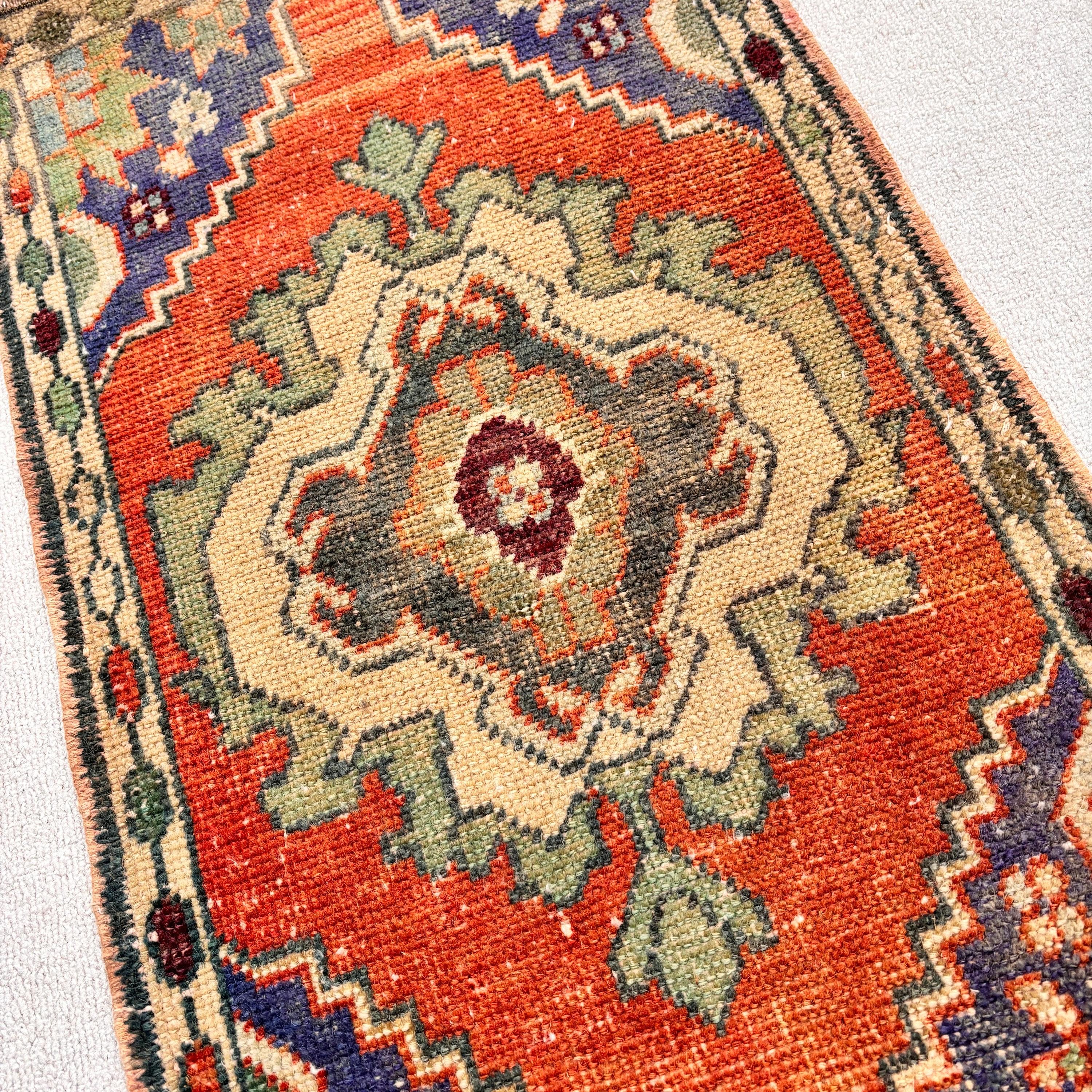 Small Boho Rug, Tribal Rug, Turkish Rugs, Modern Rugs, Vintage Rug, Kitchen Rug, Cool Rugs, 1.5x2.8 ft Small Rug, Orange Moroccan Rugs