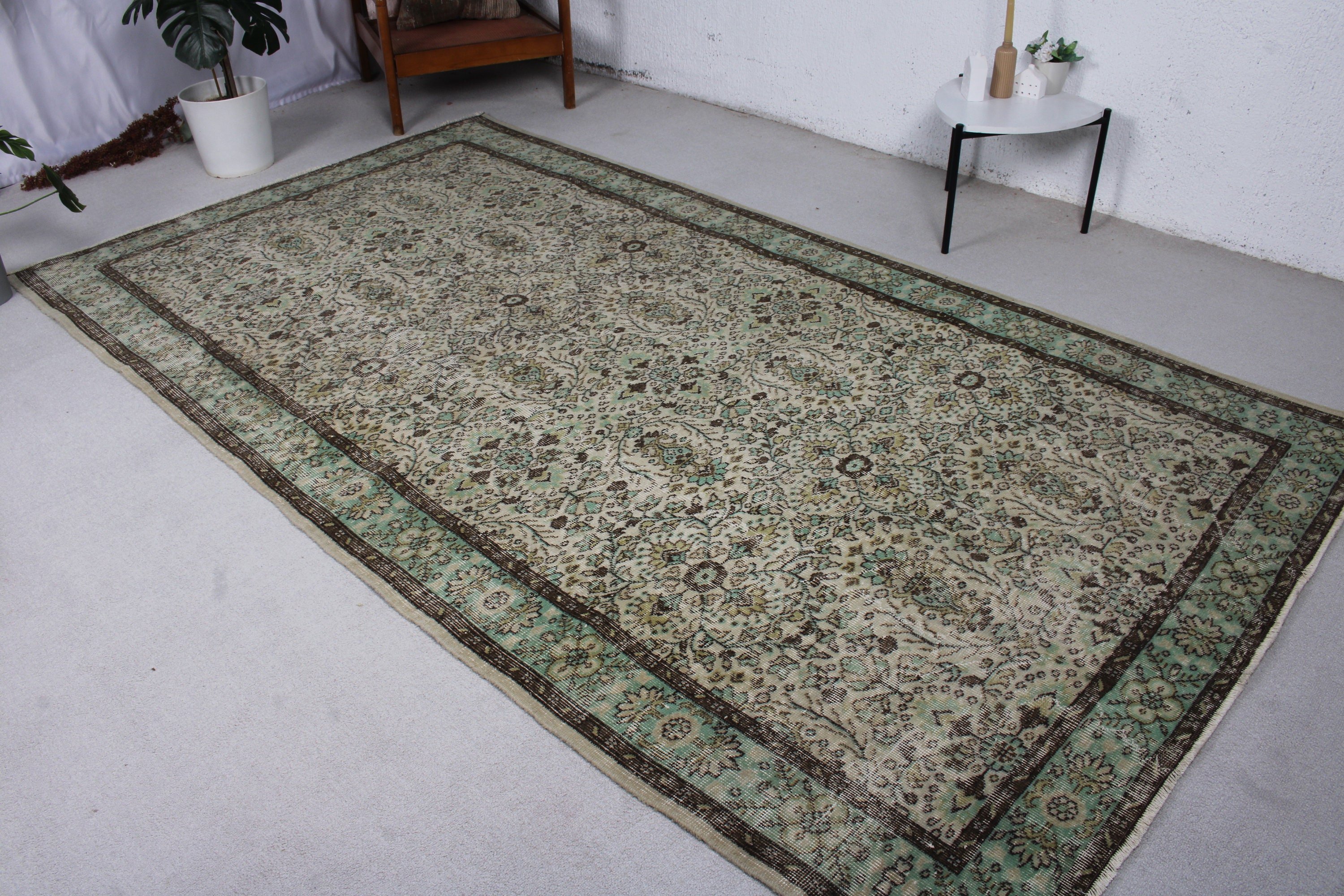 Türk Halıları, Bohem Halısı, Yatak Odası Halısı, 5.5x9.8 ft Büyük Halı, El Dokuma Halıları, Yeşil Oryantal Halı, Modern Halı, Büyük Boho Halıları, Vintage Halı