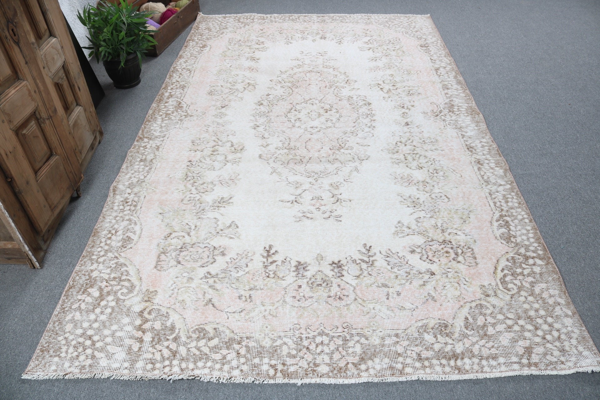 Yün Halılar, 5,7x9,3 ft Büyük Halılar, Vintage Halılar, El Dokuma Halı, Yemek Odası Halısı, Bej Fas Halıları, Türk Halısı, Düz Dokuma Halı, Salon Halıları