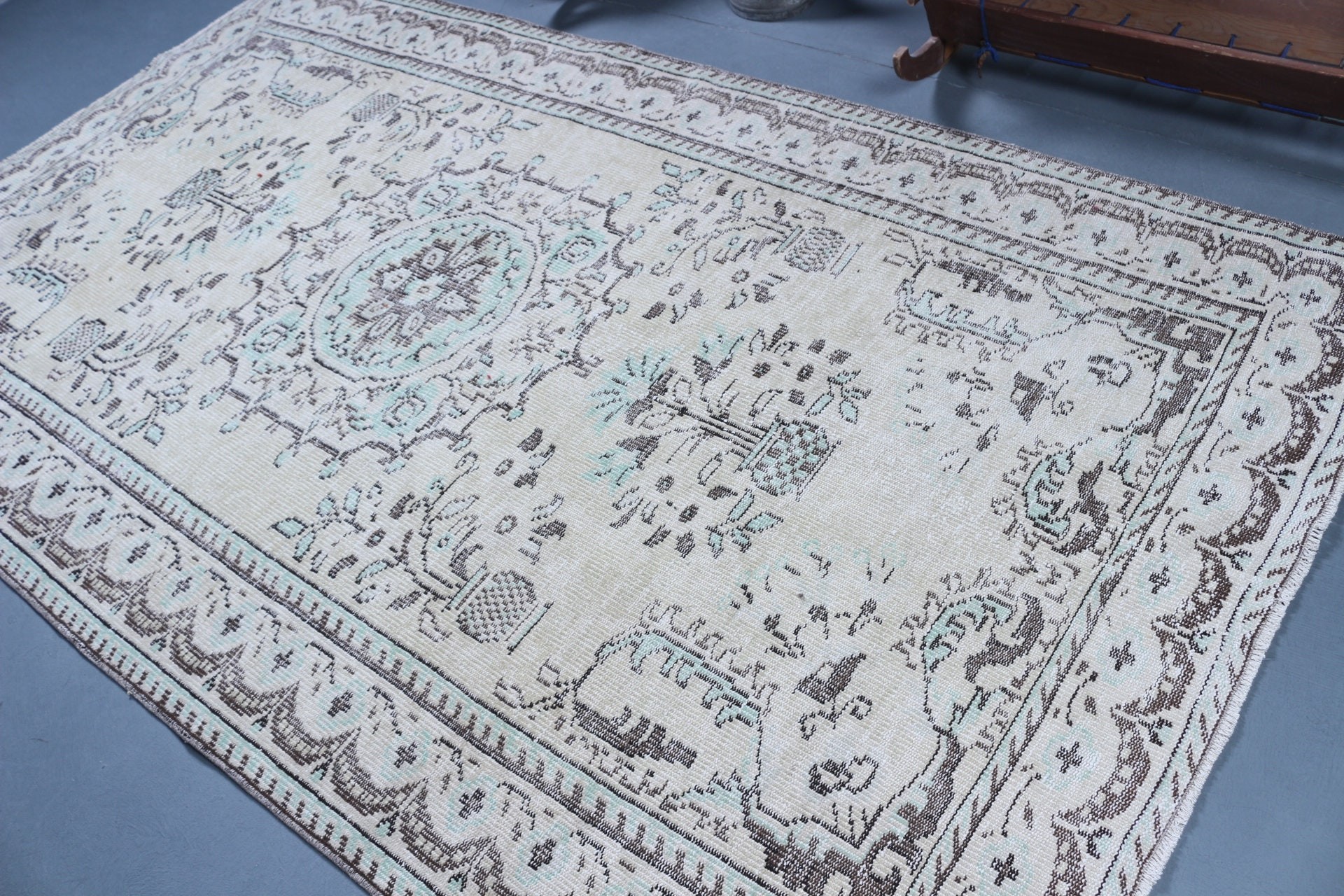 5.4x9.3 ft Large Rug, Dining Room Rug, Muted Rug, Kitchen Rugs, Turkish Rugs, Home Decor Rugs, Beige Kitchen Rugs, Vintage Rug, Bedroom Rug