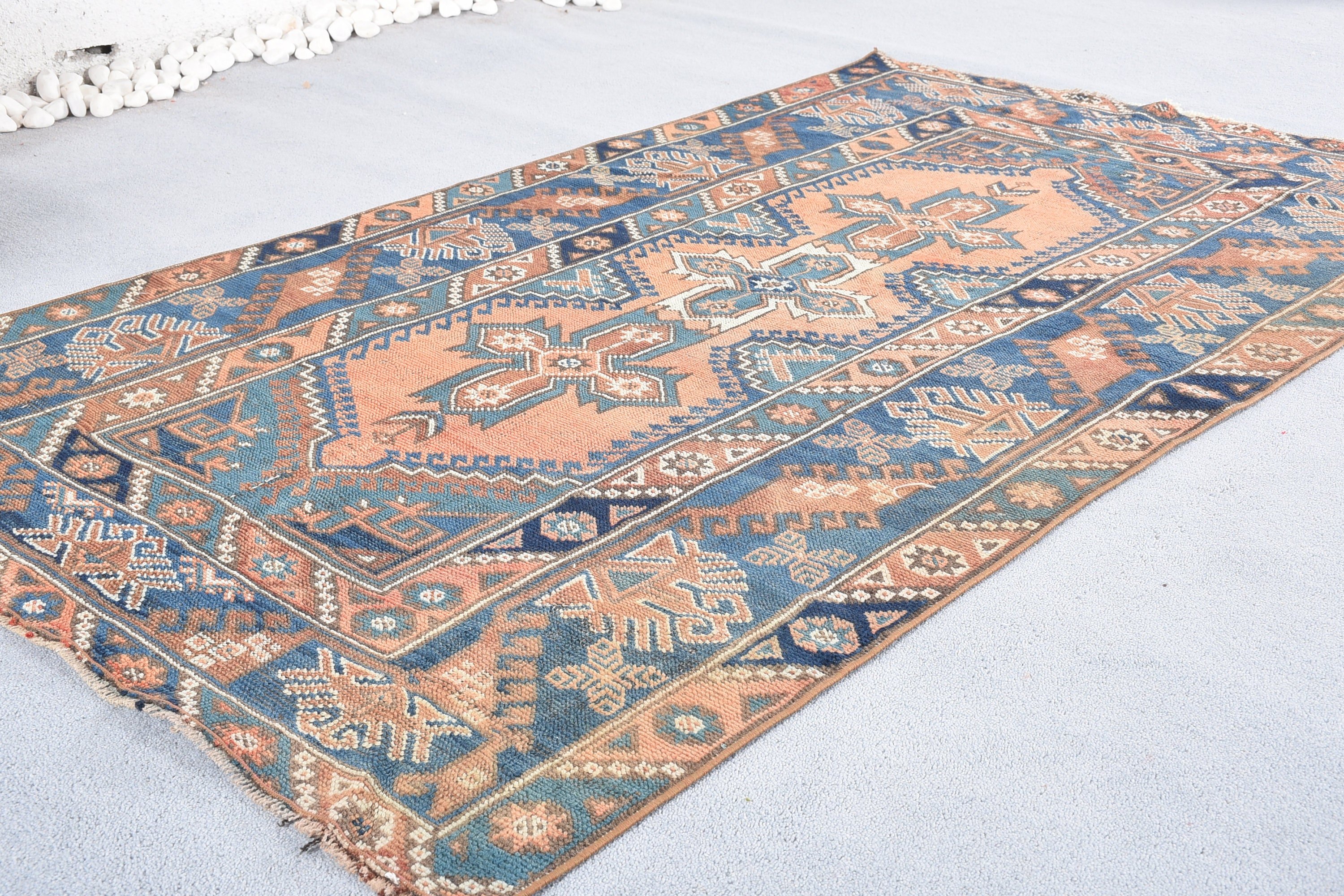 3.9x6.6 ft Area Rug, Rugs for Bedroom, Cool Rug, Retro Rug, Brown Floor Rug, Living Room Rugs, Vintage Rug, Turkish Rug