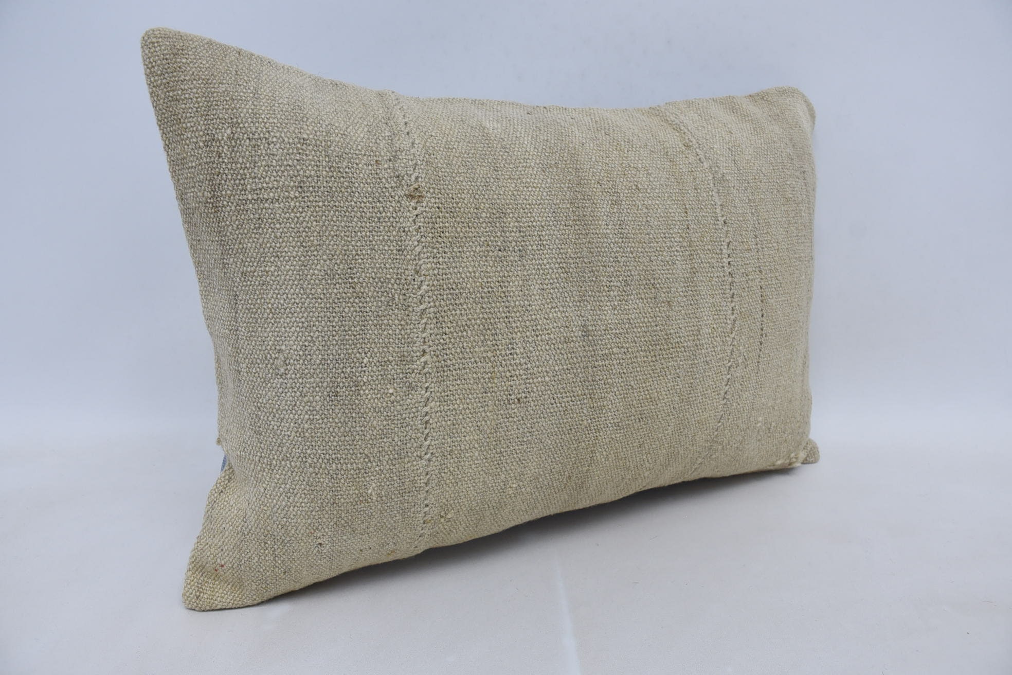 Vintage Kilim Throw Pillow, Kilim Pillow, Nautical Throw Pillow Cover, 16"x24" Beige Cushion Case, Turkish Pillow