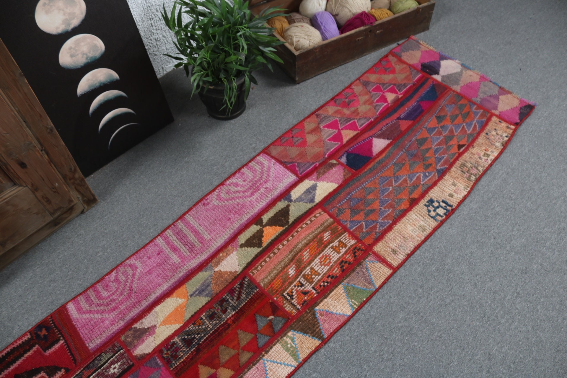 2x10.3 ft Runner Halı, Pembe Mutfak Halısı, Koridor Halıları, Antika Halılar, Yün Runner Halı Halıları, Vintage Halılar, Türk Halıları, Nötr Halılar