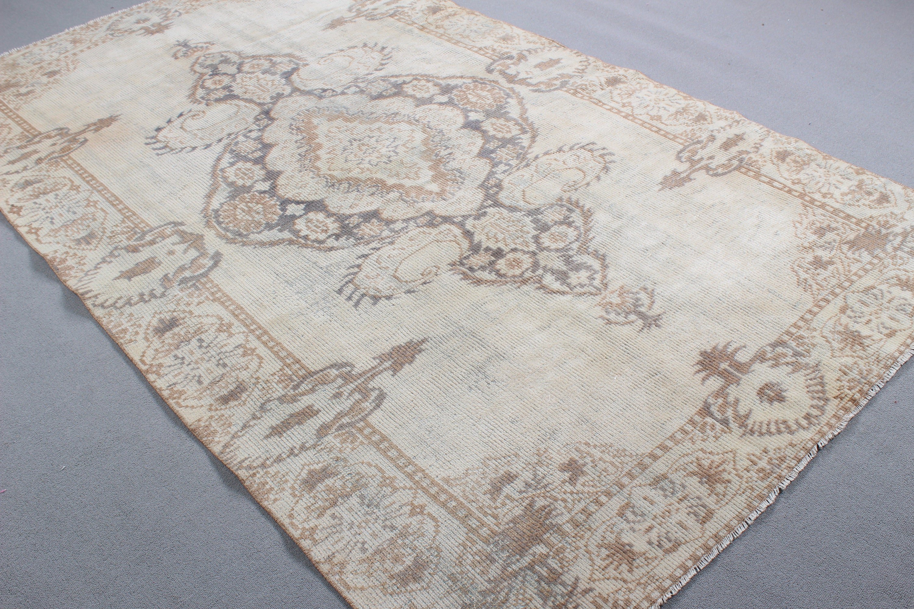 Beige Kitchen Rug, Living Room Rug, Turkish Rugs, Large Oushak Rugs, Statement Rug, 5.3x9.1 ft Large Rug, Vintage Rugs, Flatweave Rugs