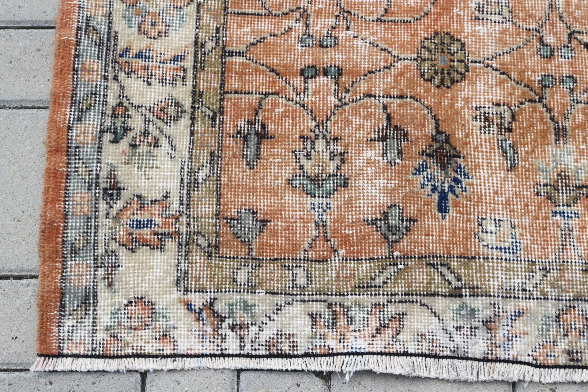 Floor Rugs, Vintage Rug, Turkish Rug, Living Room Rugs, Oriental Rug, Rugs for Indoor, Orange Antique Rugs, 3.9x6.6 ft Area Rug, Dorm Rug