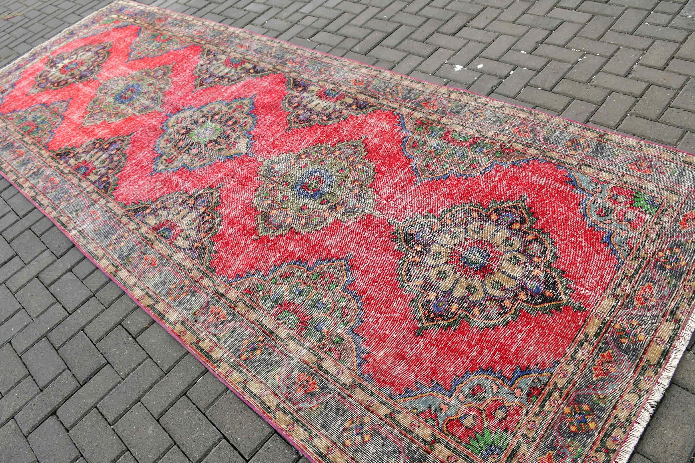 Kitchen Rug, Antique Rugs, Rugs for Stair, 4.7x12.9 ft Runner Rugs, Oriental Rugs, Turkish Rugs, Red Antique Rug, Vintage Rugs, Stair Rugs