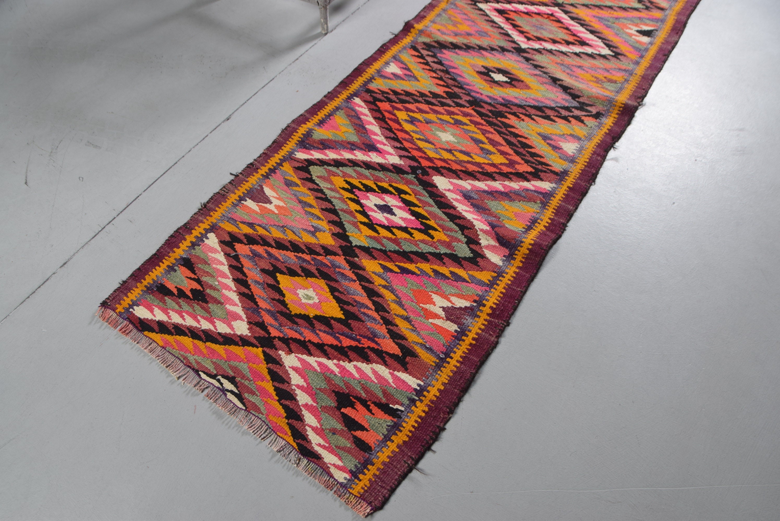 Rainbow Moroccan Rugs, Turkish Rug, Kitchen Rug, Corridor Rug, Vintage Rug, 2.8x9.3 ft Runner Rugs, Bedroom Rug, Aztec Rug