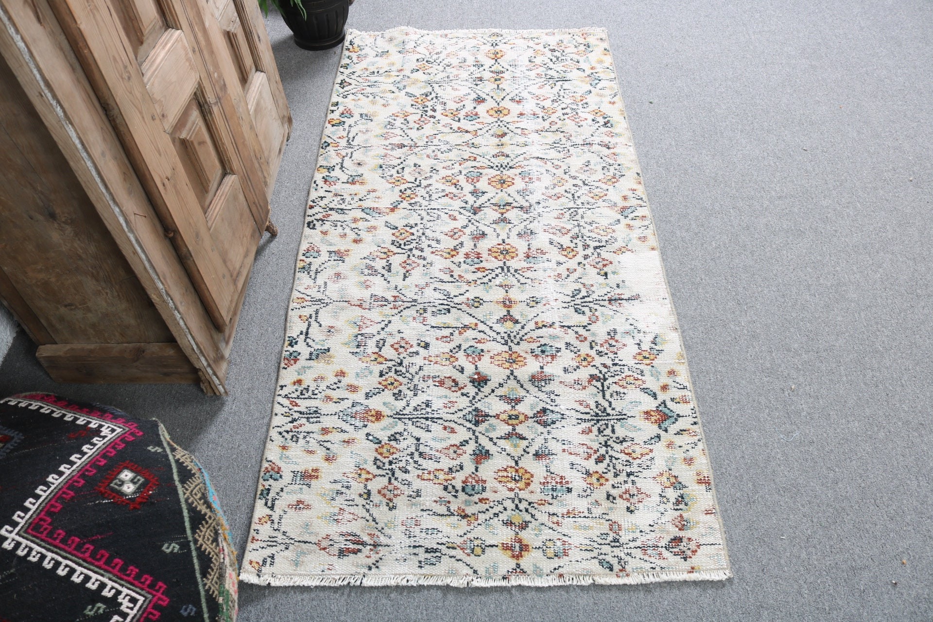 Beige Flatweave Rugs, Antique Rugs, Turkish Rug, Vintage Rugs, Entry Rug, 2.6x5.4 ft Small Rug, Car Mat Rug, Rugs for Bath, Kitchen Rug