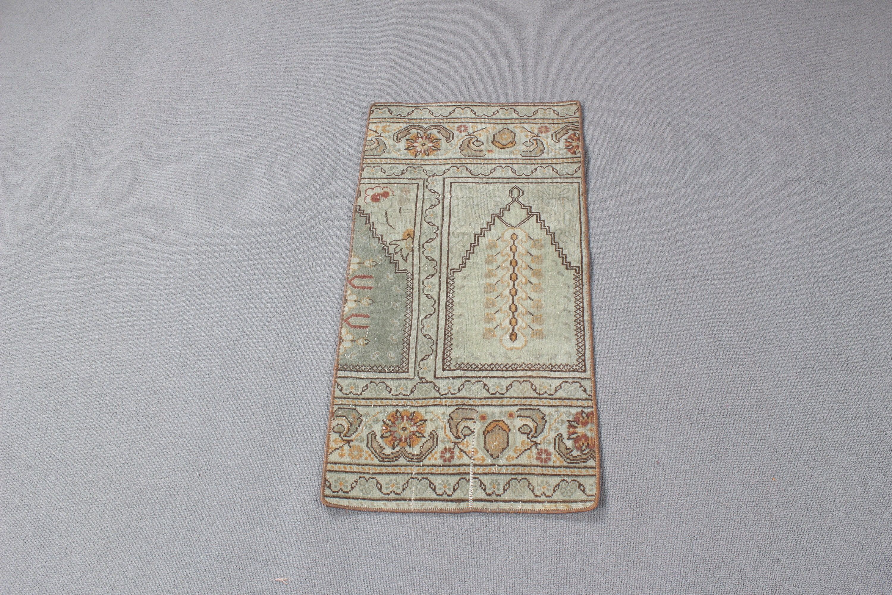 Bath Rugs, Rugs for Bedroom, Green Oushak Rug, Small Area Rugs, Turkish Rug, Moroccan Rug, Oushak Rug, Vintage Rug, 1.4x2.7 ft Small Rug