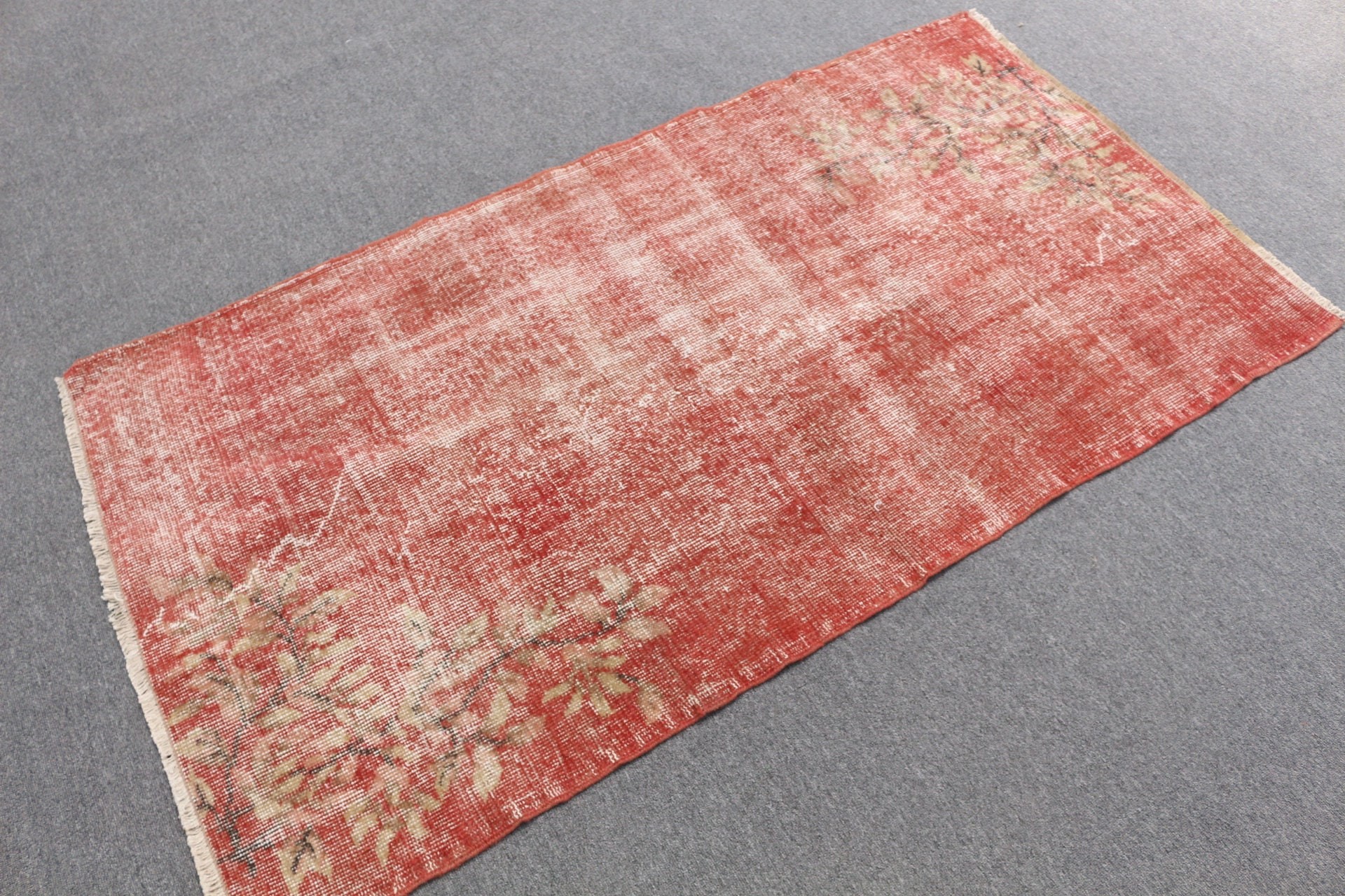 Vintage Rug, Turkish Rug, Red Cool Rug, Rugs for Kitchen, 3.1x5.7 ft Accent Rug, Bedroom Rug, Moroccan Rugs, Kitchen Rug, Entry Rug