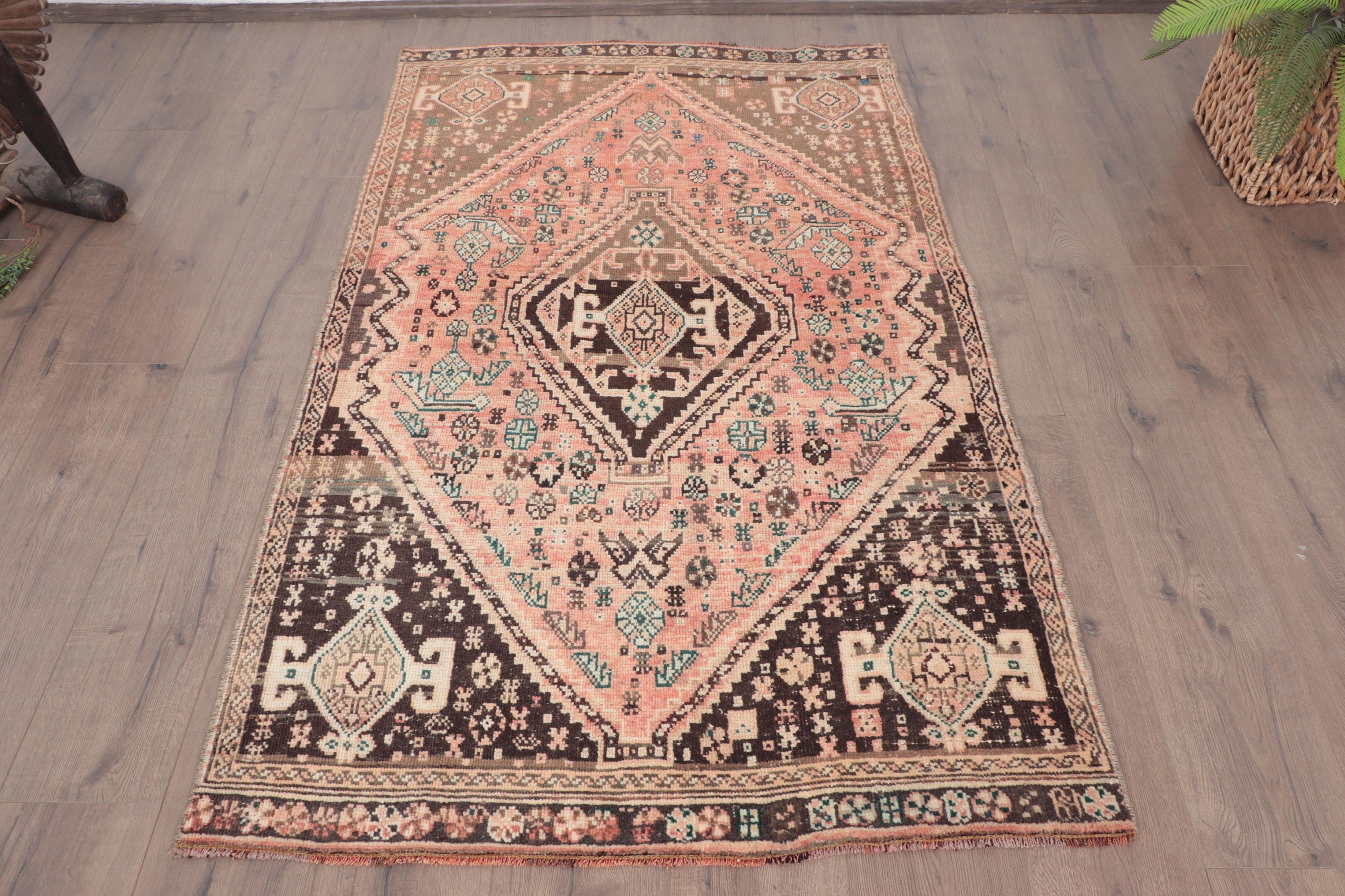 Mutfak Halıları, Boho Vurgulu Halılar, Vintage Halılar, Türk Halısı, Boho Halısı, Pembe Lüks Halılar, Yatak Odası Halıları, Kabile Halısı, 3,4x5,6 ft Vurgulu Halı