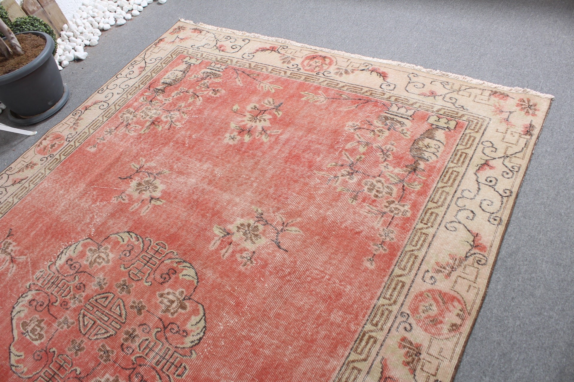 Bedroom Rug, Antique Rugs, Salon Rugs, Turkish Rugs, Floor Rug, 6.4x9.7 ft Large Rug, Vintage Rug, Red Cool Rug, Rugs for Dining Room