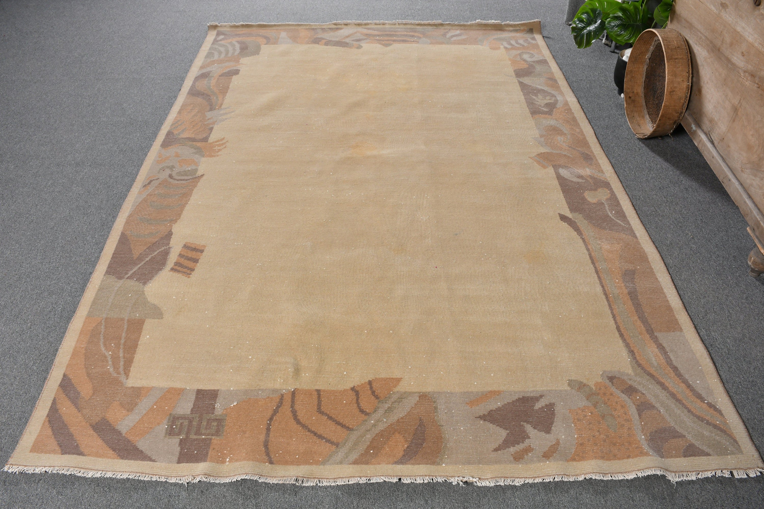 5.5x7.8 ft Büyük Halı, Türk Halıları, Oturma Odası Halıları, Vintage Halı, Pastel Halı, Yemek Odası Halısı, Bej Antika Halılar, Oushak Halı, Antika Halı