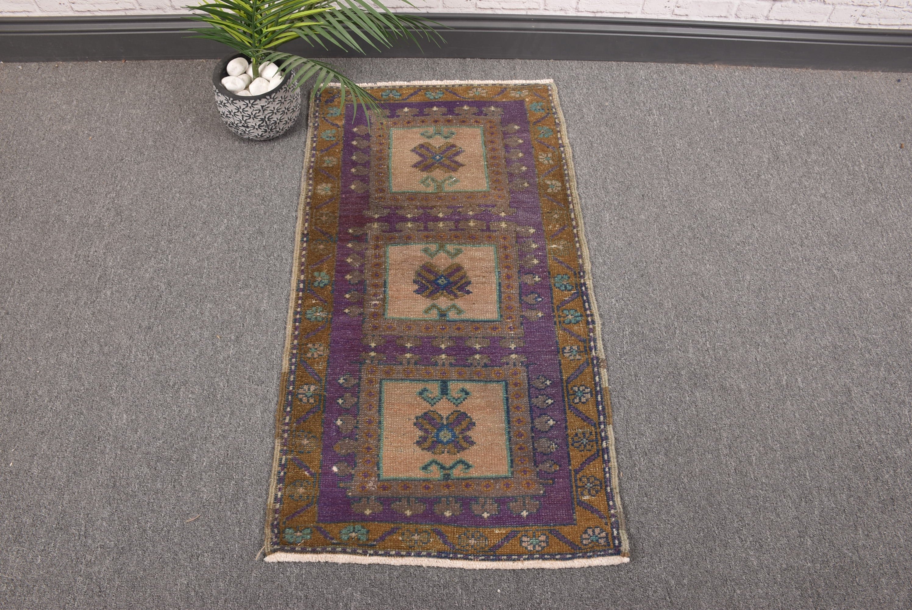 1.7x3.1 ft Küçük Halılar, Küçük Boho Halılar, Vintage Halılar, Mor El Dokuma Halılar, Araba Paspas Halısı, Türk Halıları, Havalı Halılar, Düz Dokuma Halı