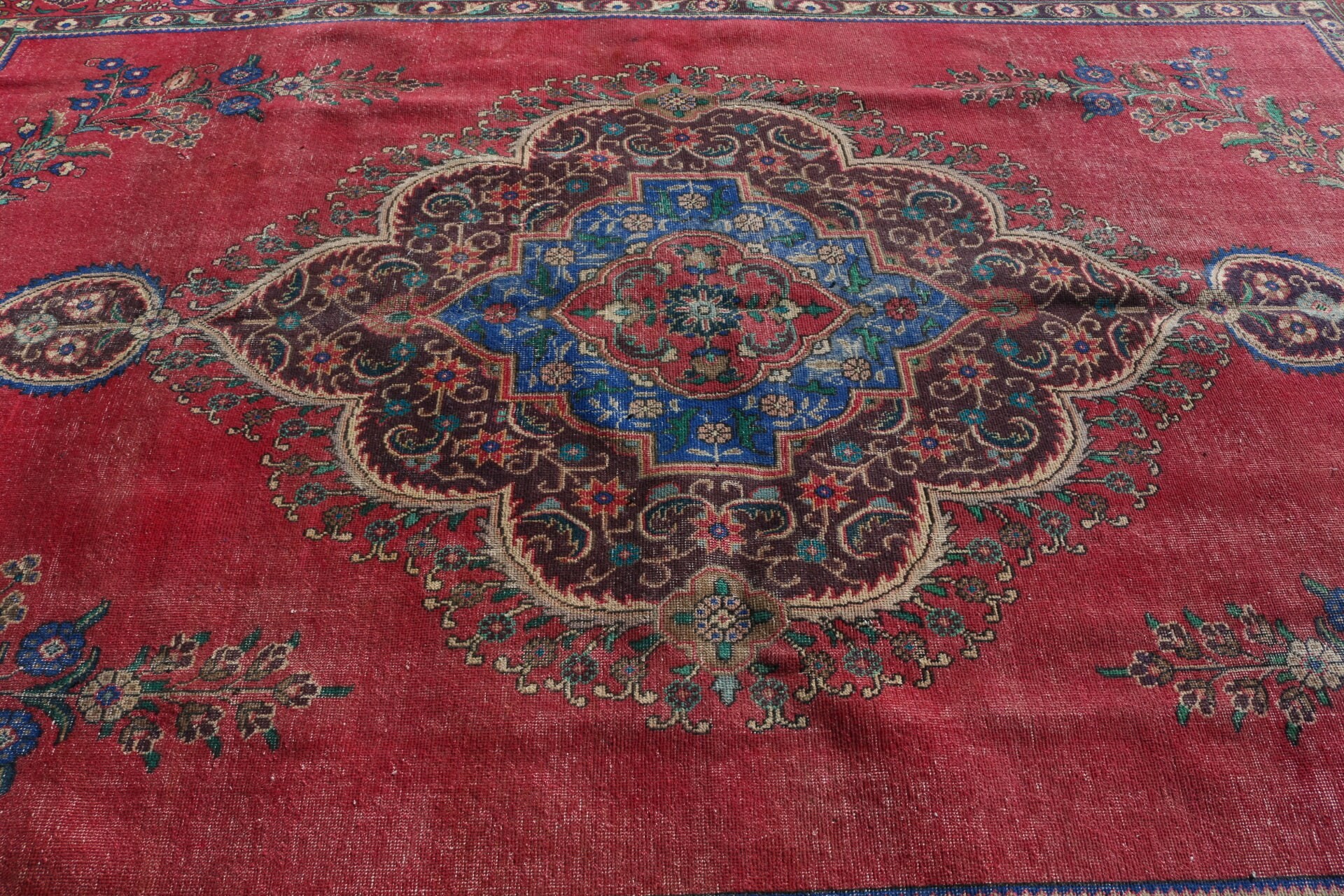 Türk Halısı, Sevimli Halı, Salon Halısı, Vintage Halı, 8.2x11.2 ft Büyük Boy Halı, Oturma Odası Halısı, Yatak Odası Halıları, Oryantal Halı, Kırmızı Anadolu Halısı