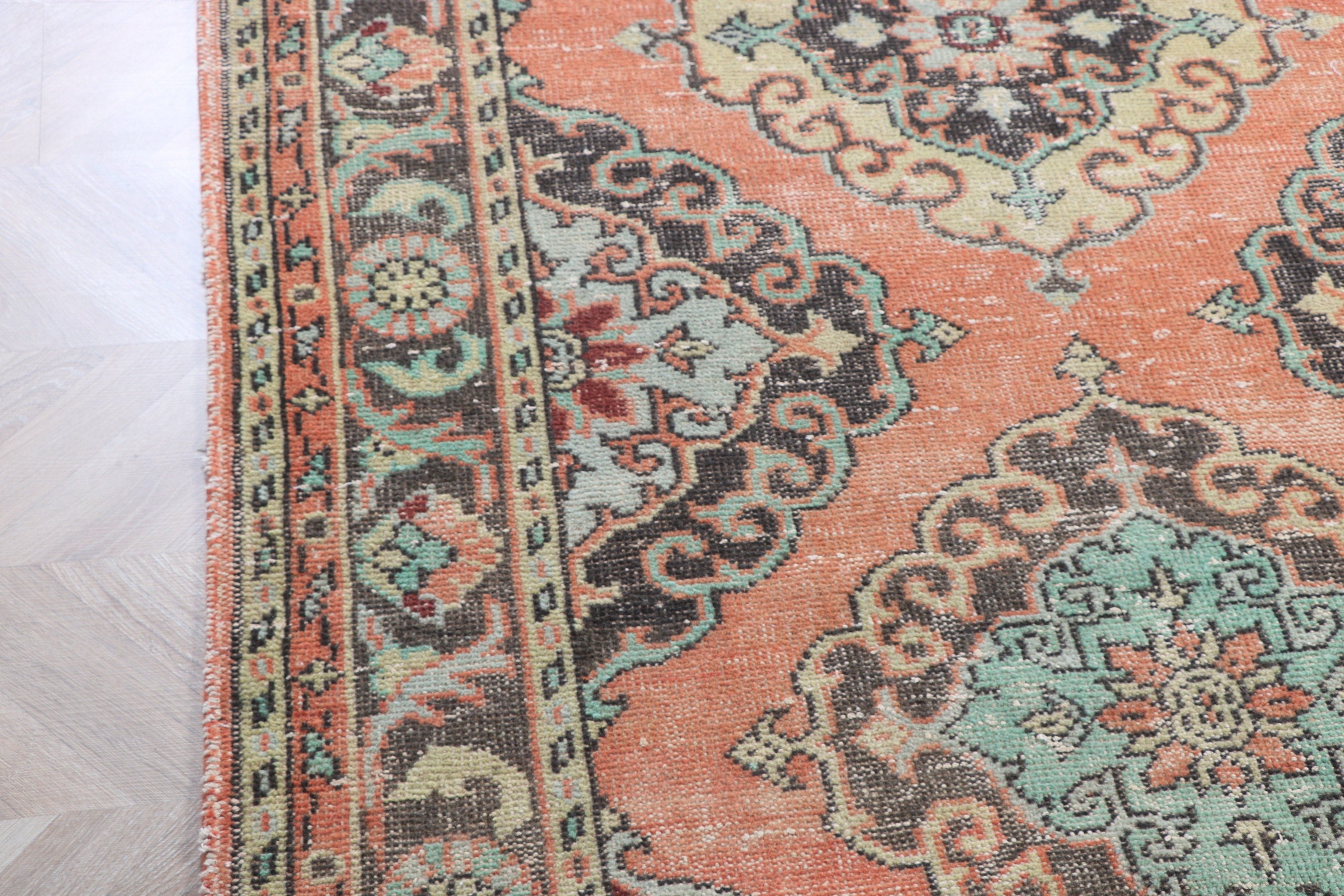 Beni Ourain Runner Halıları, Yatak Odası Halıları, Turuncu 4.5x12.2 ft Runner Halısı, Merdiven Halıları, Oushak Halısı, Türk Halısı, Vintage Halı