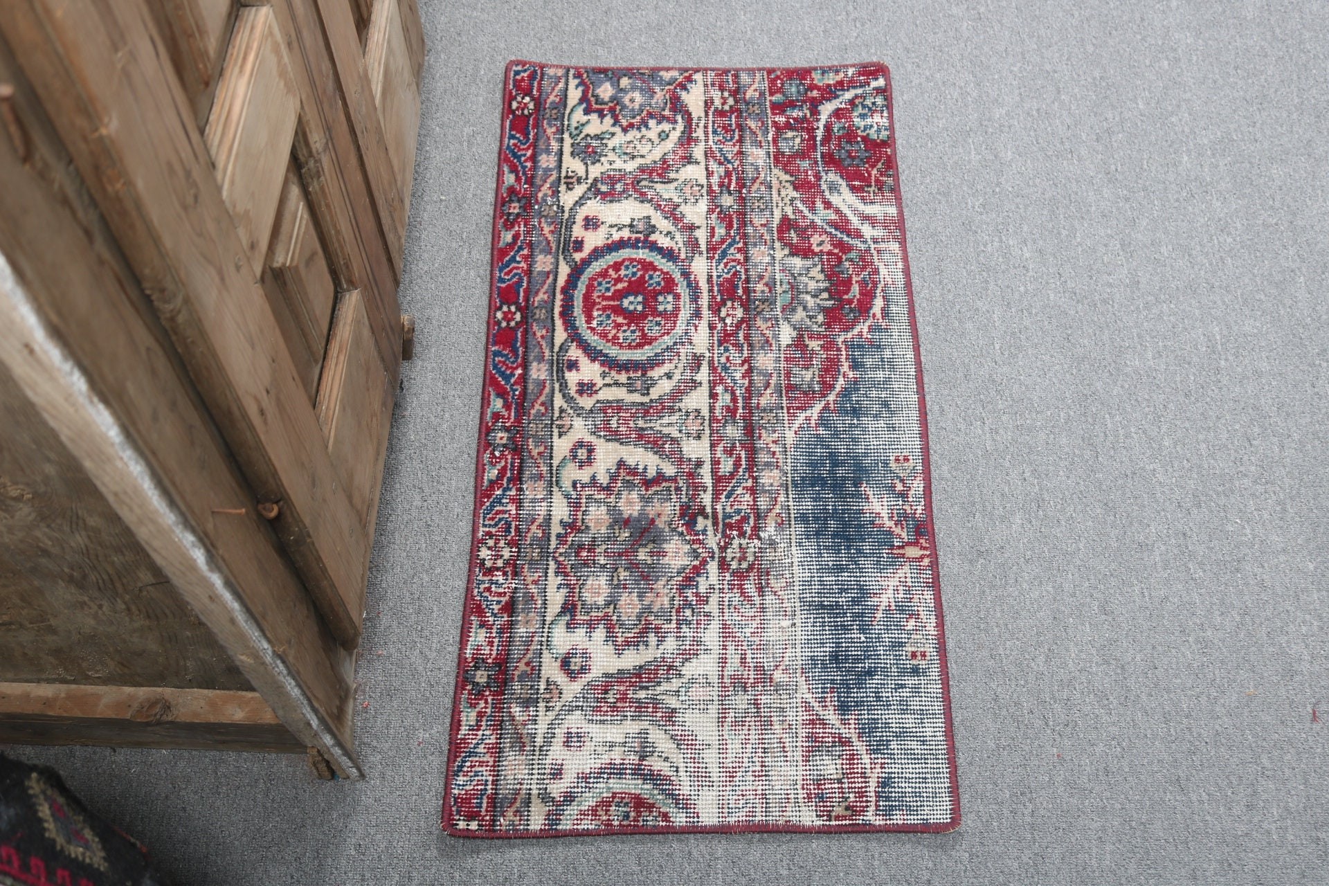 1.5x2.9 ft Küçük Halılar, Fas Halıları, Küçük Vintage Halı, Oryantal Halılar, Türk Halıları, Vintage Halılar, Banyo Halıları, Kırmızı Modern Halılar