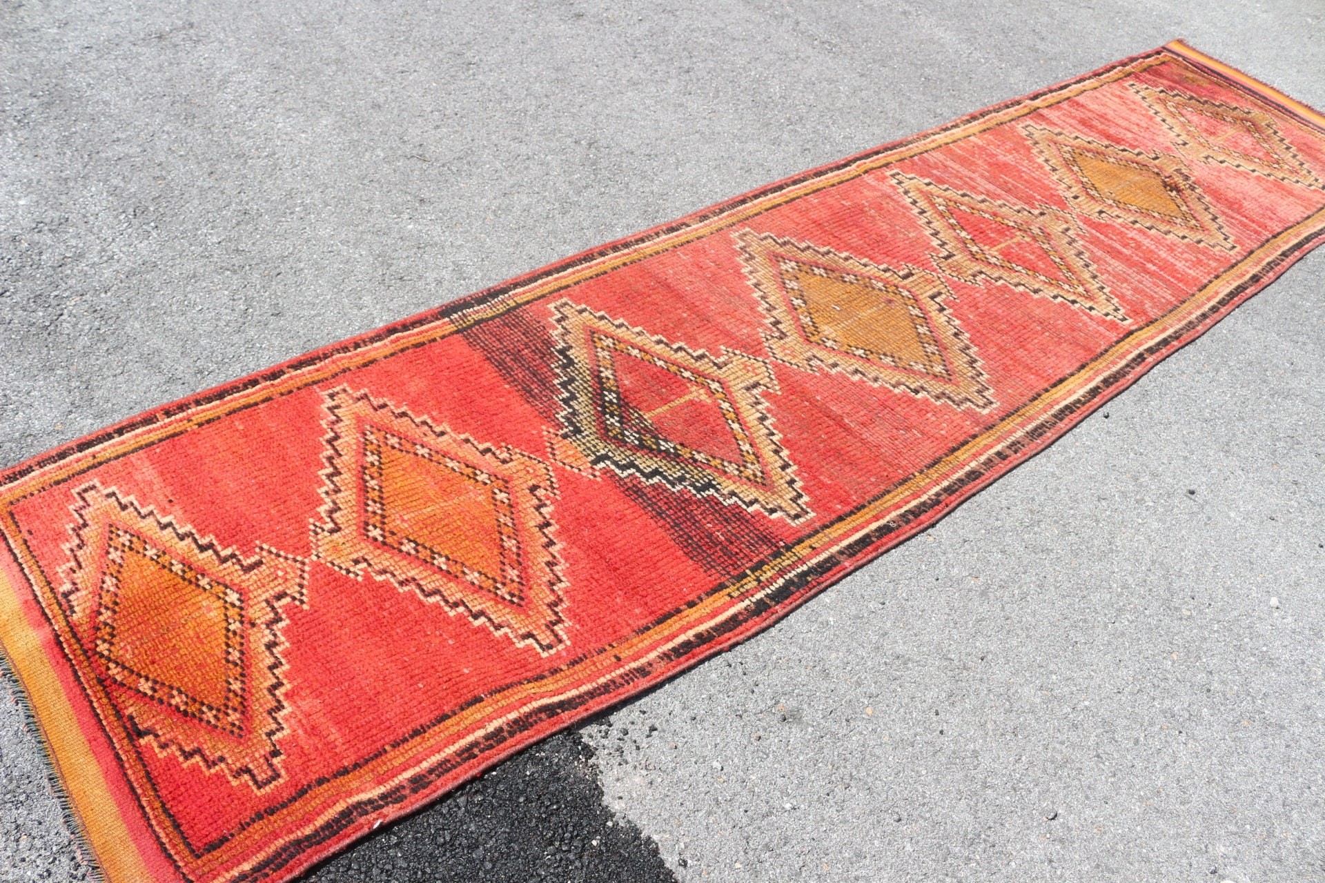 Turkish Rug, Rugs for Stair, Cool Rug, Red Floor Rugs, 2.8x11.9 ft Runner Rugs, Stair Rug, Home Decor Rug, Hallway Rug, Vintage Rug