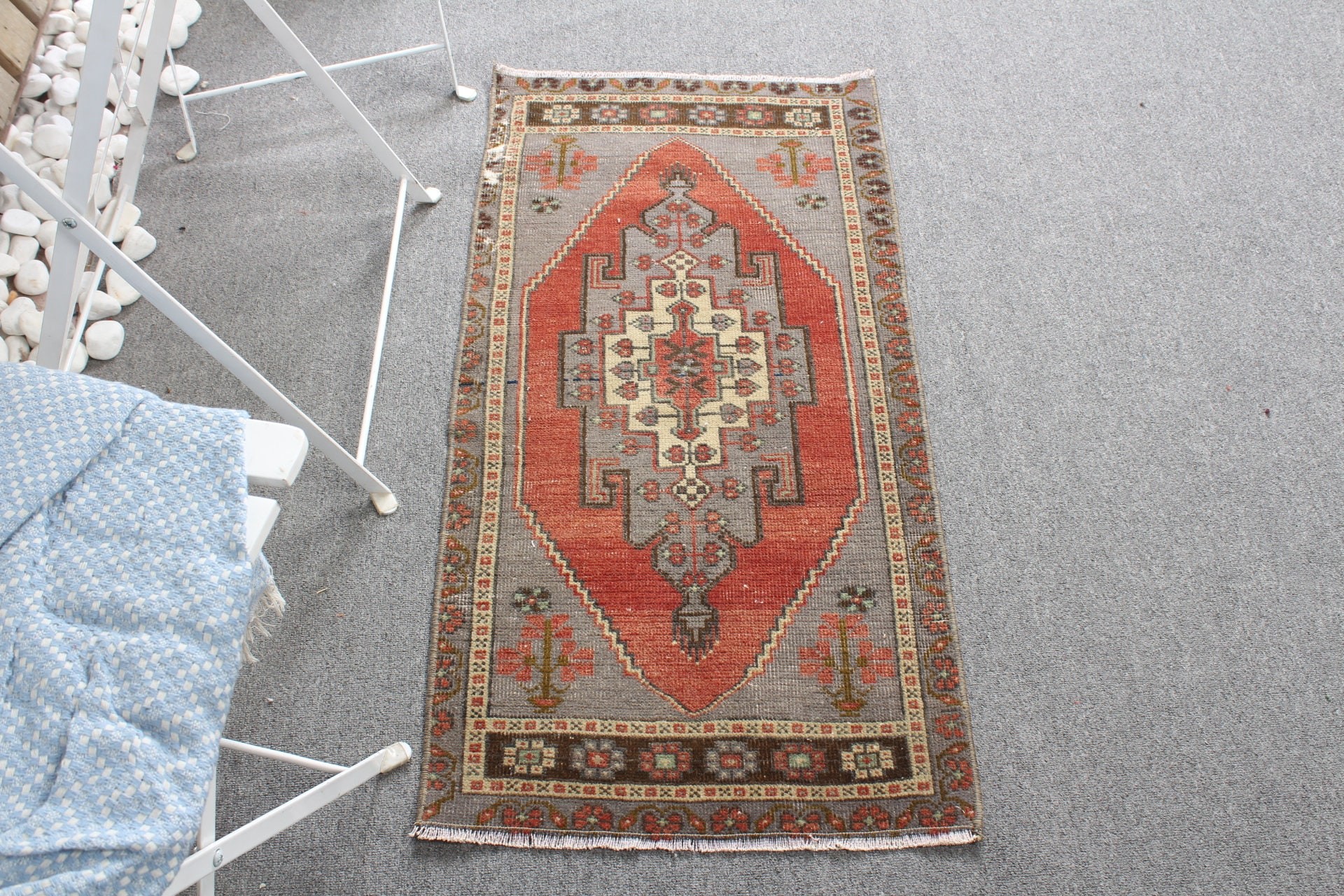 Oushak Rug, Vintage Rug, Nursery Rug, Car Mat Rugs, Turkish Rugs, Old Rug, Red Wool Rug, Kitchen Rugs, 1.7x3.4 ft Small Rug, Rugs for Bath