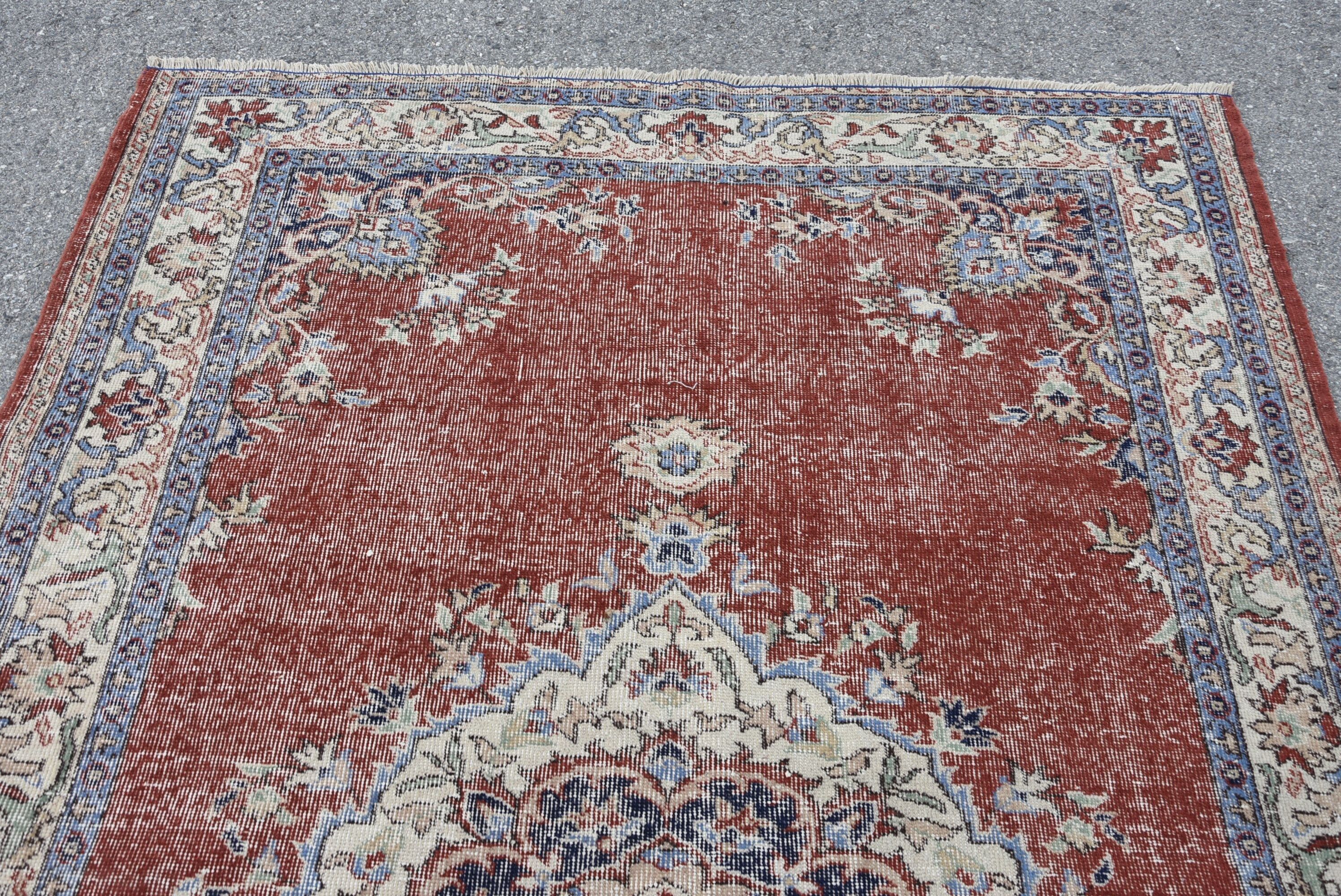 Living Room Rug, Turkish Rug, Kitchen Rug, Red Home Decor Rug, Boho Rugs, Vintage Rug, Salon Rug, Antique Rug, 5.6x8.6 ft Large Rug