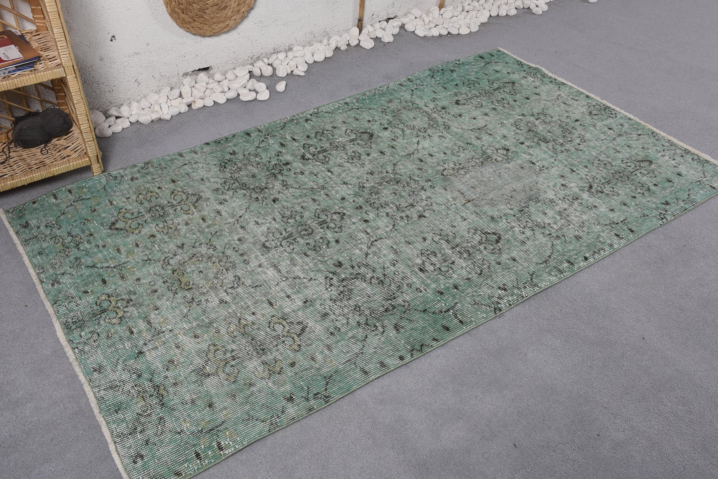 Green Moroccan Rug, Floor Rug, Anatolian Rug, Entry Rug, Vintage Rug, Boho Accent Rugs, Turkish Rugs, 3.6x6.5 ft Accent Rugs, Outdoor Rugs