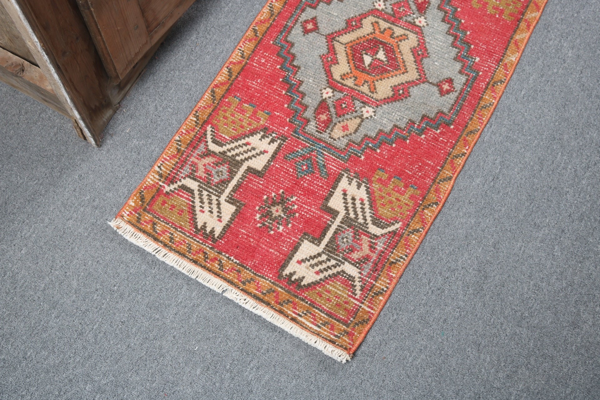 1.5x3.2 ft Small Rug, Bath Rugs, Rugs for Bedroom, Car Mat Rugs, Vintage Rugs, Cool Rugs, Flatweave Rugs, Red Floor Rugs, Turkish Rug