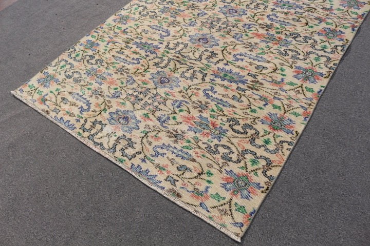 Old Rug, Bedroom Rugs, Salon Rugs, Vintage Rugs, Wool Rugs, Green Kitchen Rug, Turkish Rug, Living Room Rug, 5.7x8.5 ft Large Rug, Cute Rug