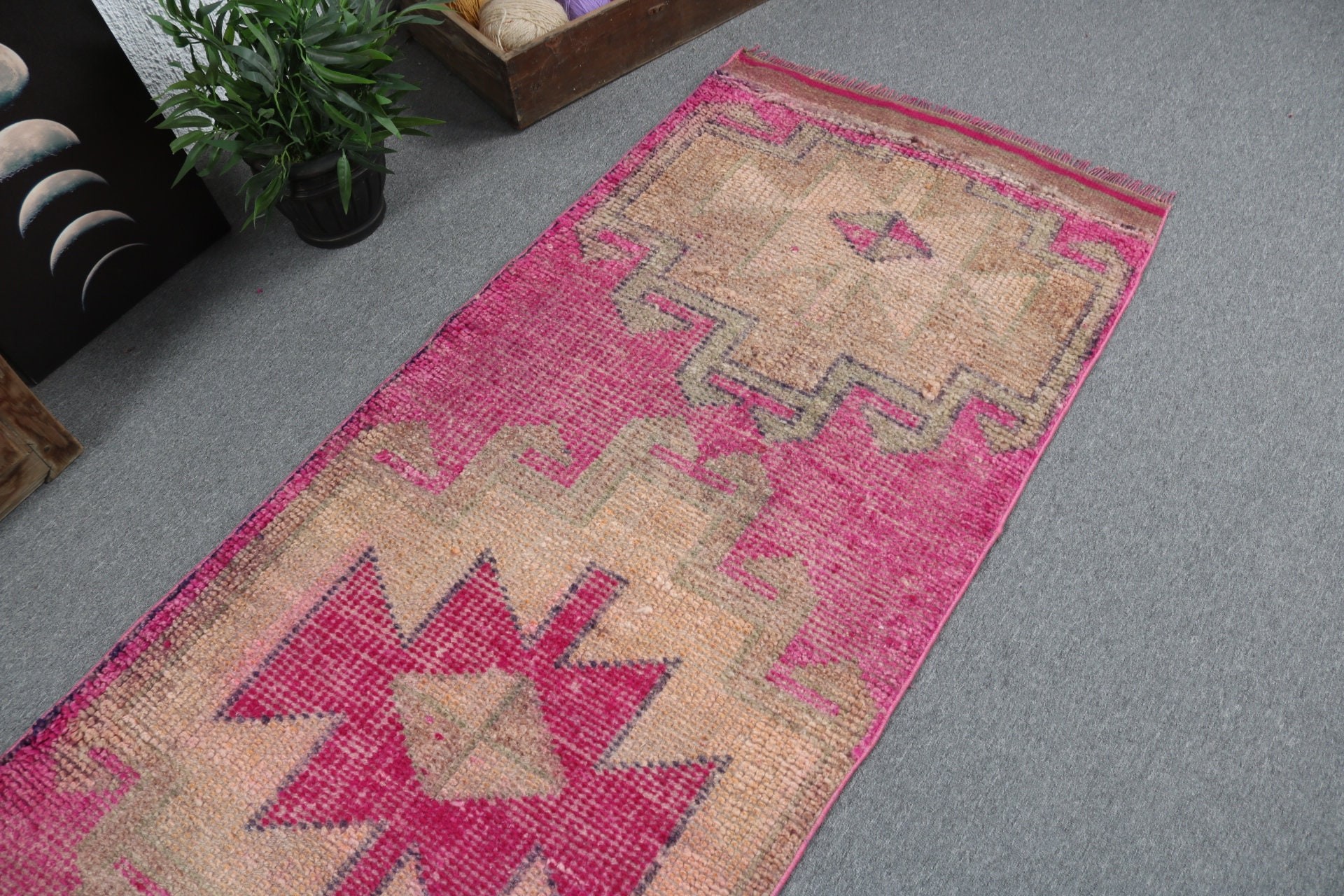 Ethnic Rug, Stair Rugs, Neutral Rugs, Vintage Rugs, Kitchen Rugs, Turkish Rug, Pink Handwoven Rugs, Statement Rug, 2.9x9.8 ft Runner Rugs