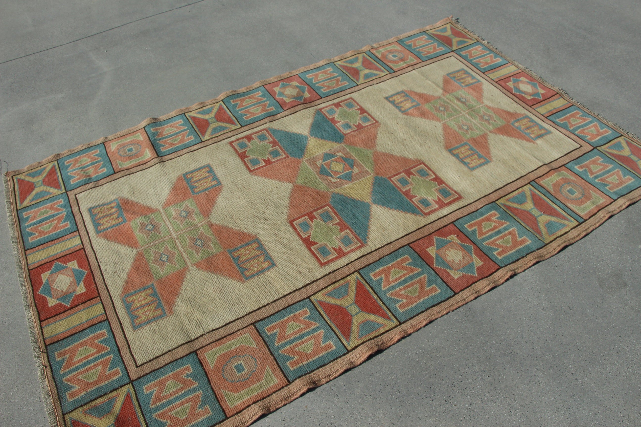 Floor Rugs, Turkish Rug, 4.1x6.6 ft Area Rug, Bedroom Rugs, Vintage Rugs, Beige Antique Rug, Cool Rug, Boho Area Rug, Tribal Rug