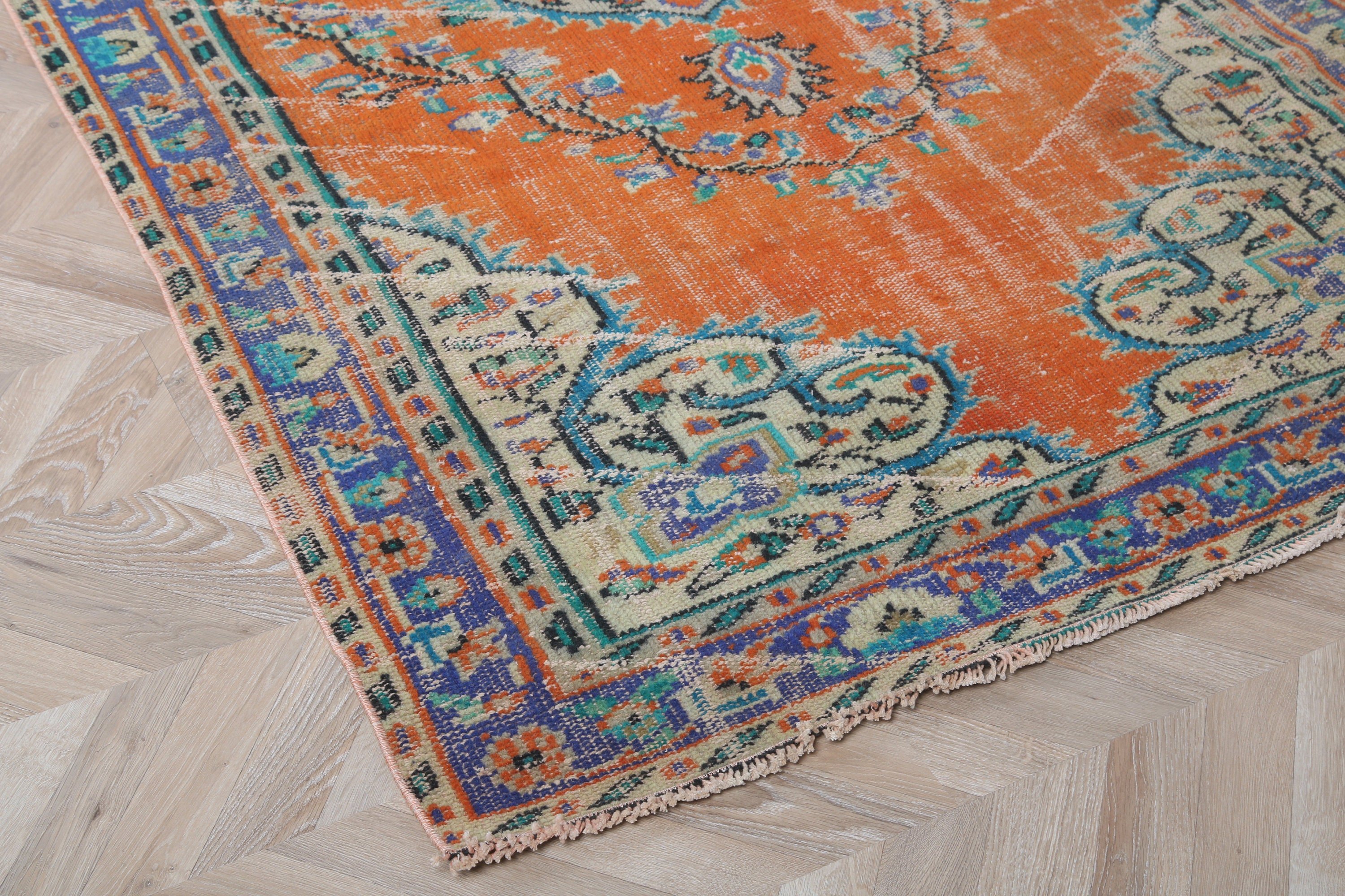 Bedroom Rug, Floor Rug, Vintage Rug, Turkish Rug, Orange  4.7x7.8 ft Area Rug, Living Room Rugs, Oriental Rug, Home Decor Rug