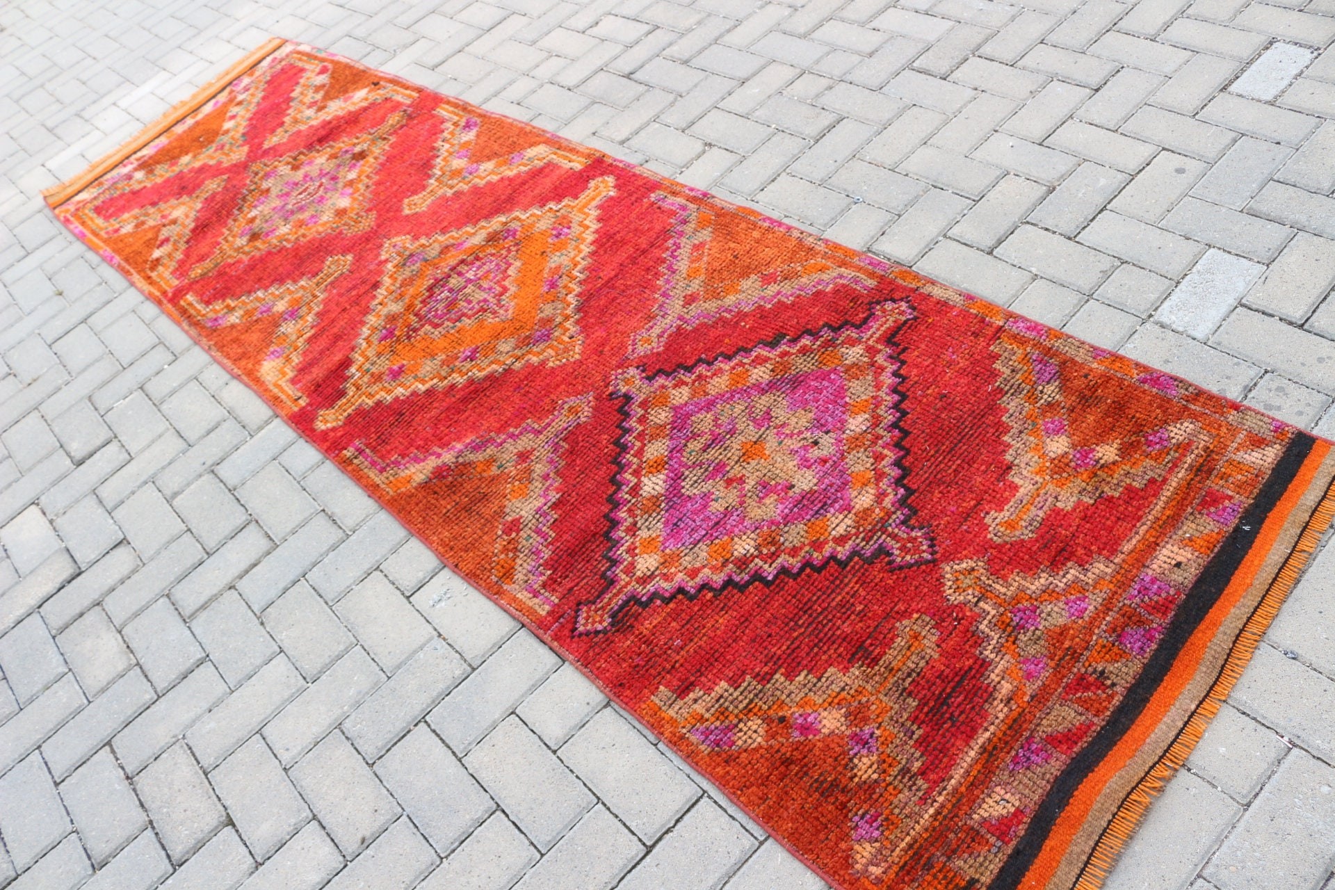 Türkiye Halısı, Koridor Halıları, Vintage Halılar, Oryantal Halı, Koridor Halıları, 2.9x10.3 ft Runner Halısı, Kırmızı Yatak Odası Halısı, Yün Halısı, Türk Halısı