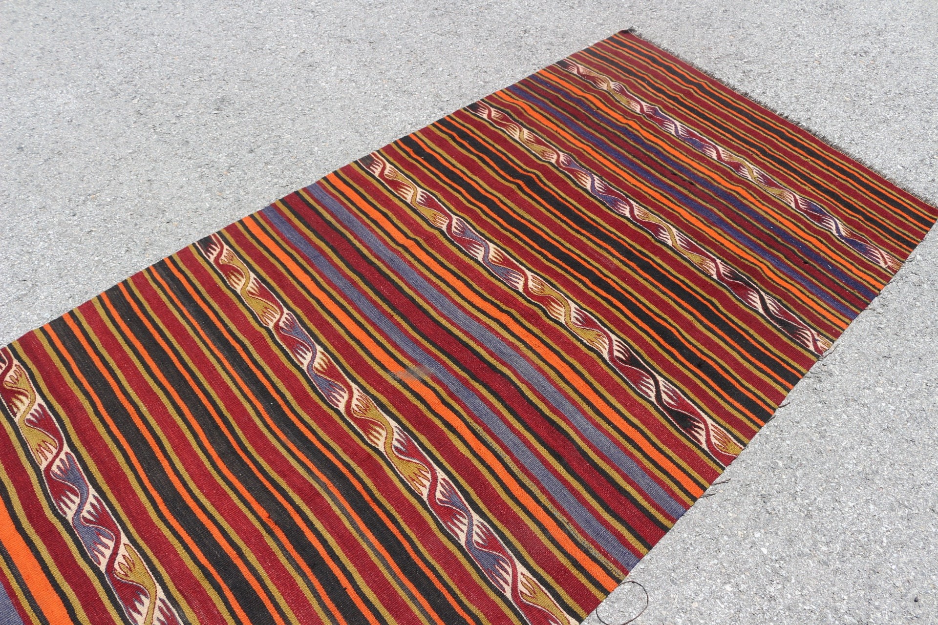 Kilim, Antika Halı, Özel Halı, Vintage Halı, 4x13.5 ft Yolluk Halısı, Merdiven Halıları, Turuncu Mutfak Halısı, Türk Halısı, Merdiven Halısı