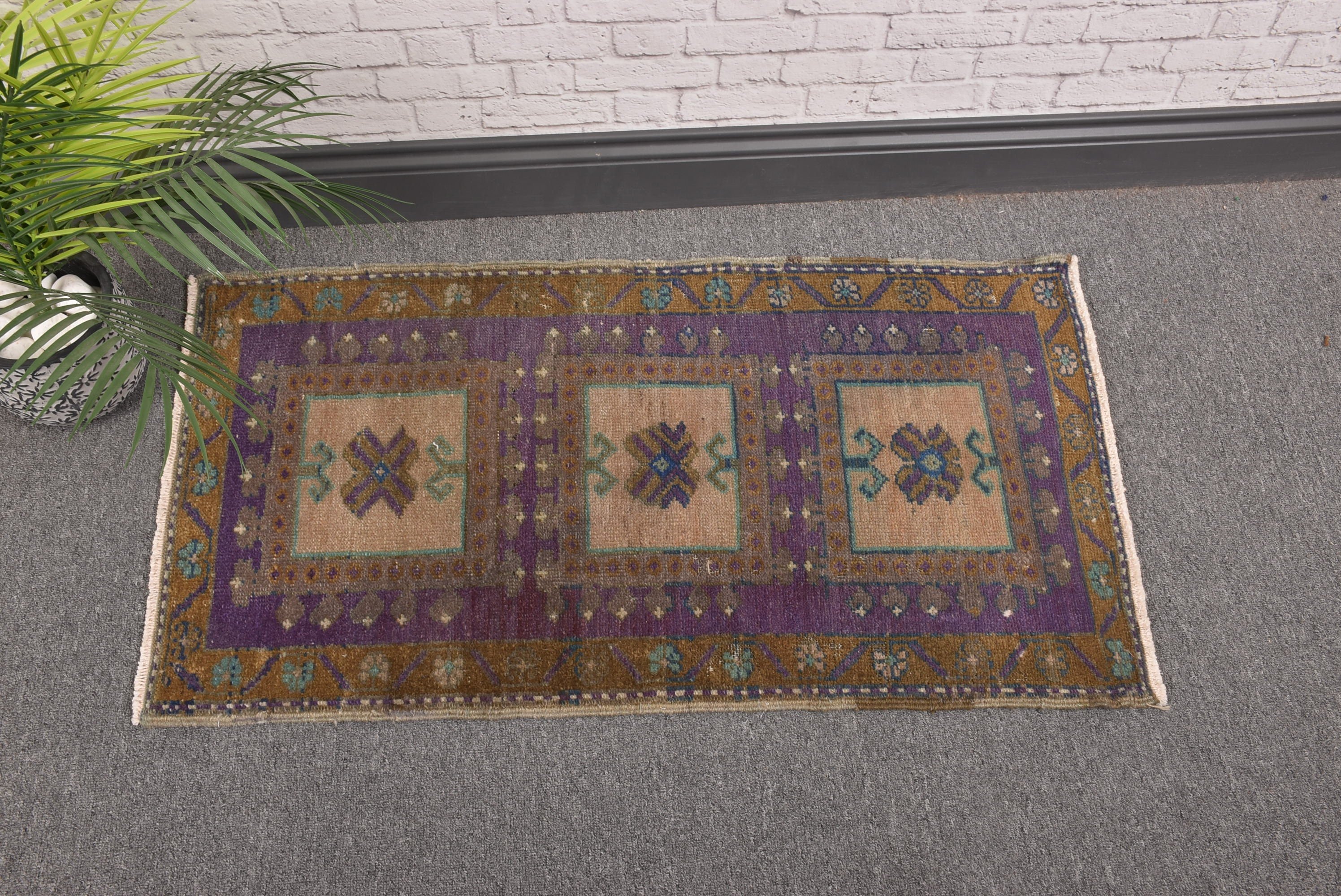 1.7x3.1 ft Küçük Halılar, Küçük Boho Halılar, Vintage Halılar, Mor El Dokuma Halılar, Araba Paspas Halısı, Türk Halıları, Havalı Halılar, Düz Dokuma Halı