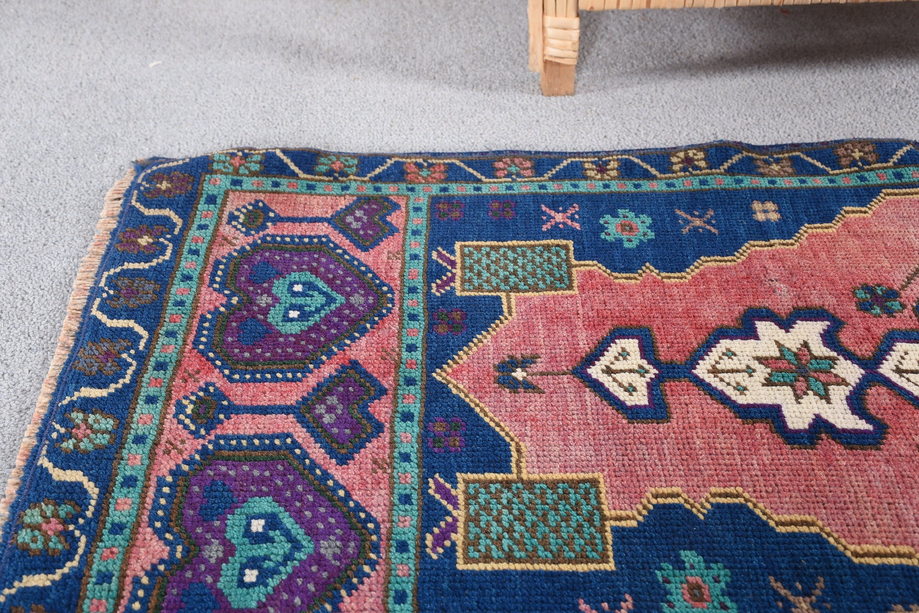 Floor Rugs, 1.7x3.6 ft Small Rug, Vintage Rug, Blue Oriental Rug, Kitchen Rug, Car Mat Rug, Turkish Rugs, Handmade Rug, Wall Hanging Rug