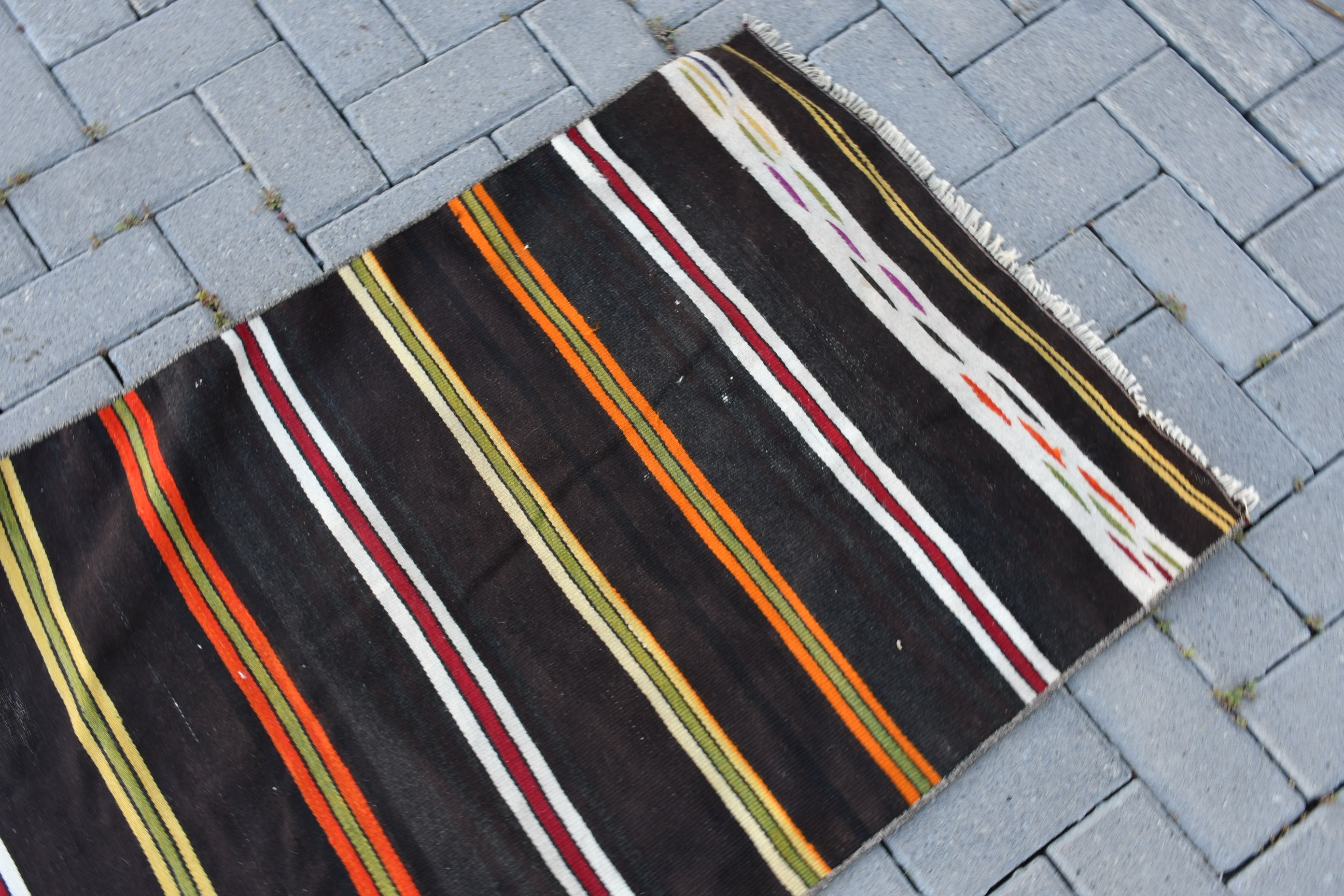 Kahverengi 2.2x3.3 ft Küçük Halı, Kilim, Anadolu Halıları, Çocuk Halıları, Araba Mat Halısı, Vintage Halılar, Türk Halıları