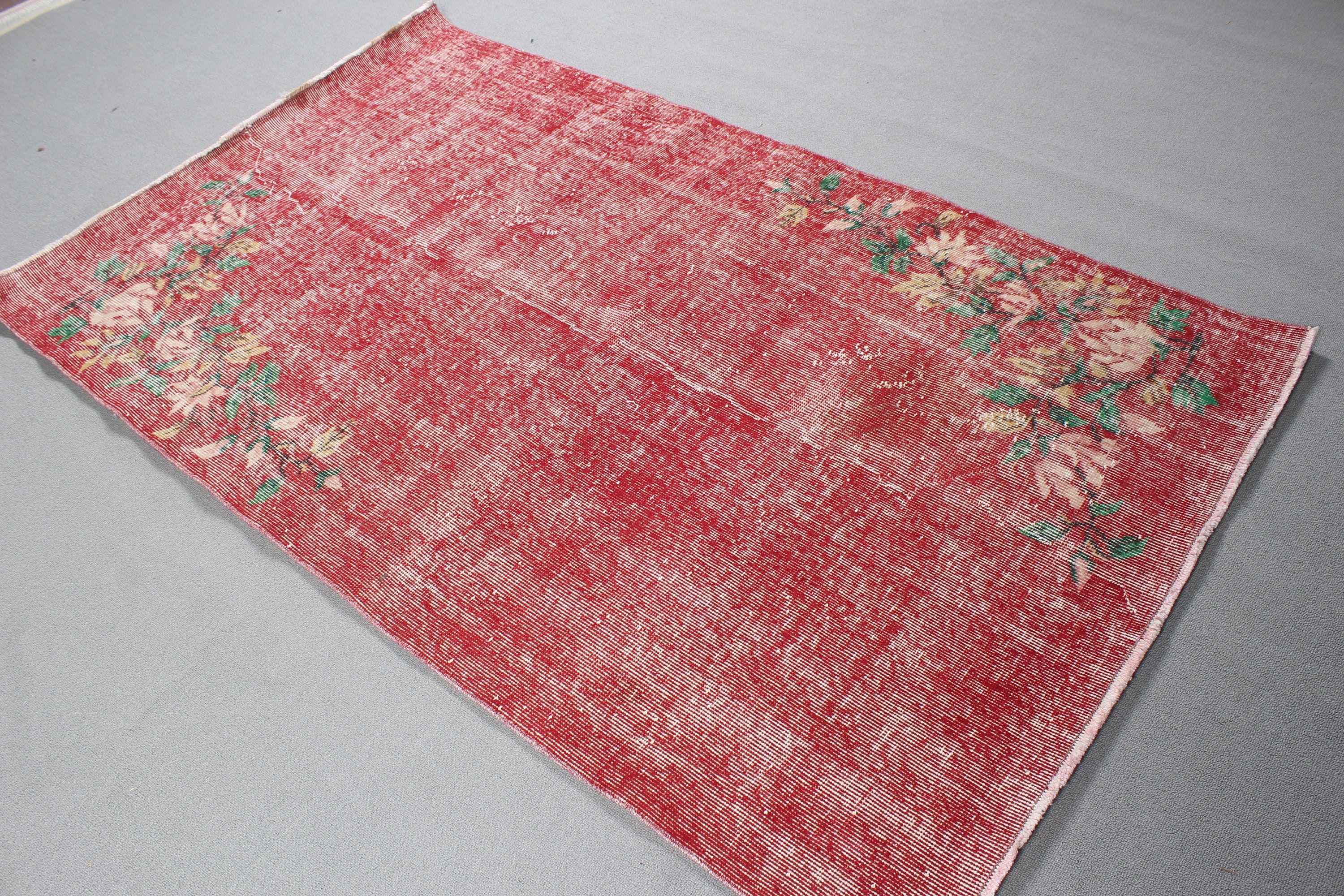 Red Oushak Rugs, Oriental Rugs, Vintage Rugs, Living Room Rug, 3.9x6.6 ft Area Rugs, Outdoor Rugs, Boho Area Rug, Modern Rug, Turkish Rugs