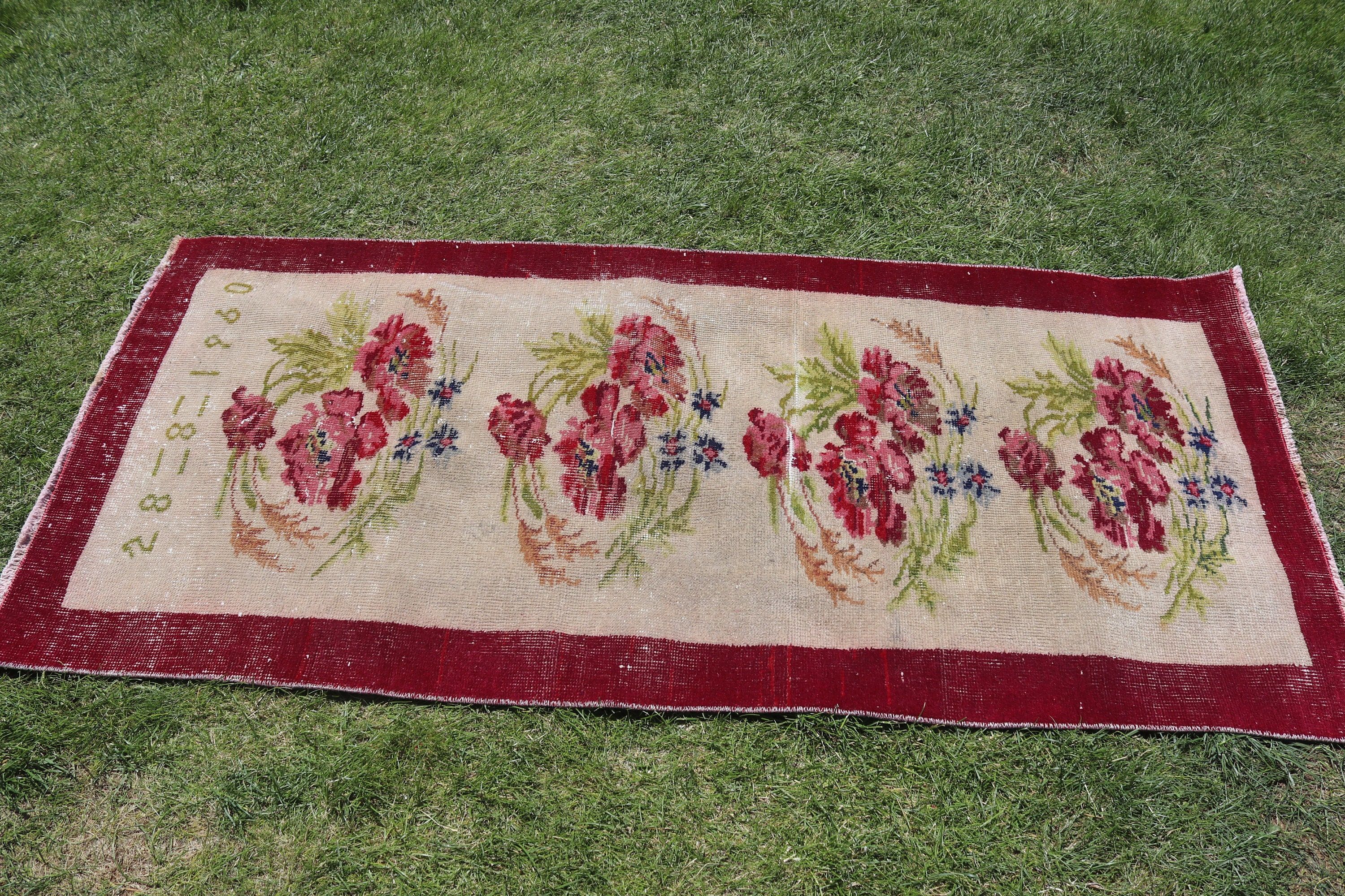 Vintage Accent için Halılar, Vintage Accent Halı, Boho Halı, Mutfak Halıları, Vintage Halı, 2,7x5,8 ft Accent Halılar, Kırmızı Oryantal Halılar, Türk Halısı