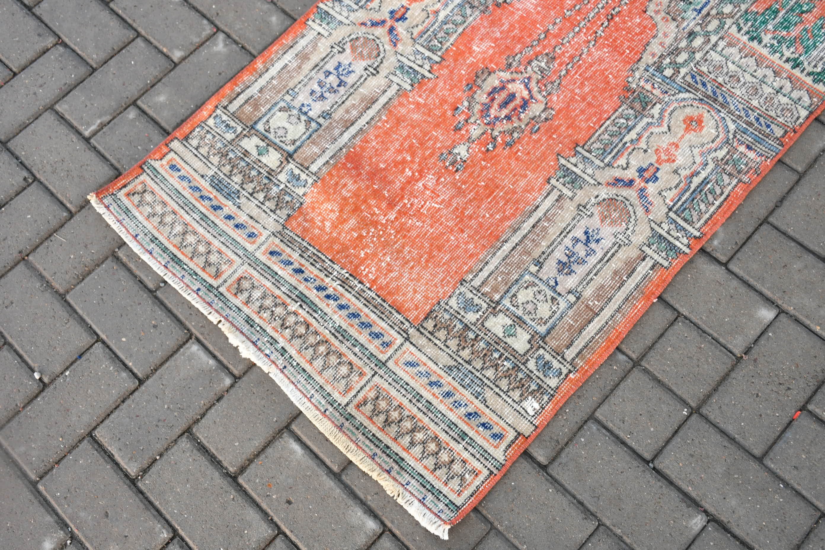 Rugs for Bedroom, 2.6x4 ft Small Rugs, Nursery Rug, Antique Rug, Bathroom Rug, Turkish Rug, Vintage Rug, Orange Bedroom Rug