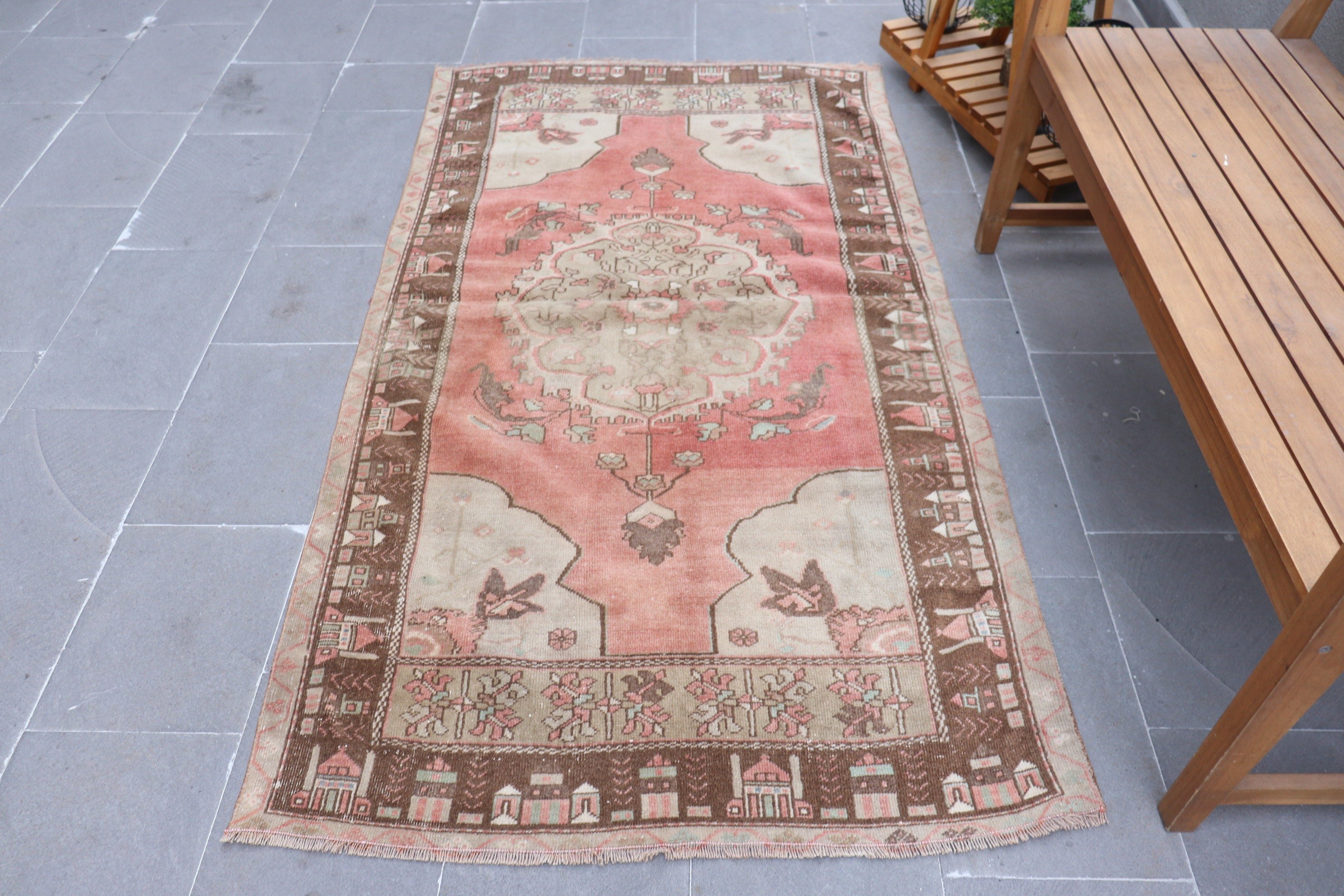 Pink Cool Rugs, Rugs for Living Room, Oushak Rug, Floor Rugs, Nursery Rugs, Vintage Rug, 3.6x6.7 ft Area Rugs, Turkish Rug, Anatolian Rug
