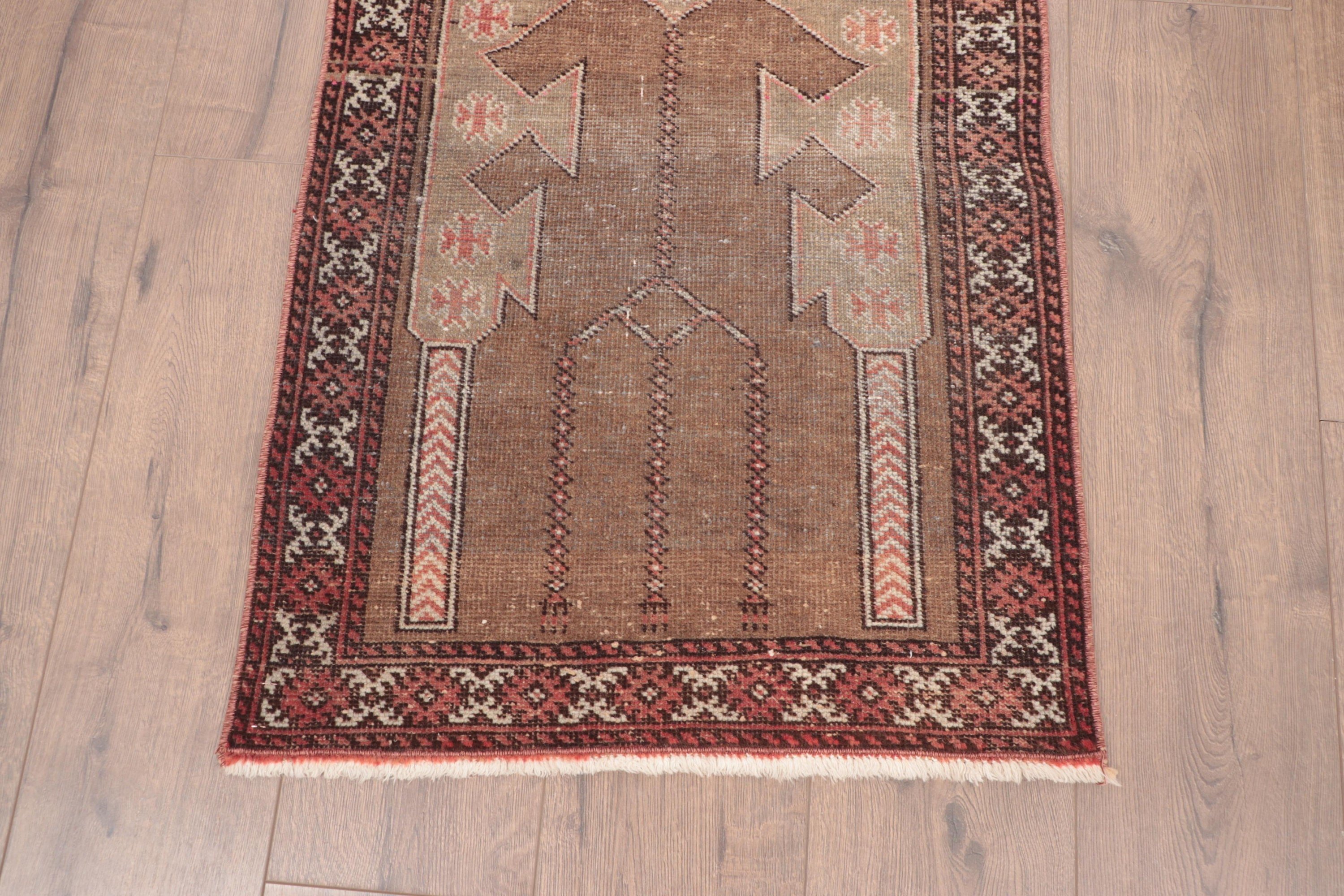 Vintage Rugs, 2x3.3 ft Small Rugs, Vintage Decor Rug, Bronze Wool Rug, Turkish Rugs, Bedroom Rugs, Antique Rugs, Entry Rugs, Bath Rugs