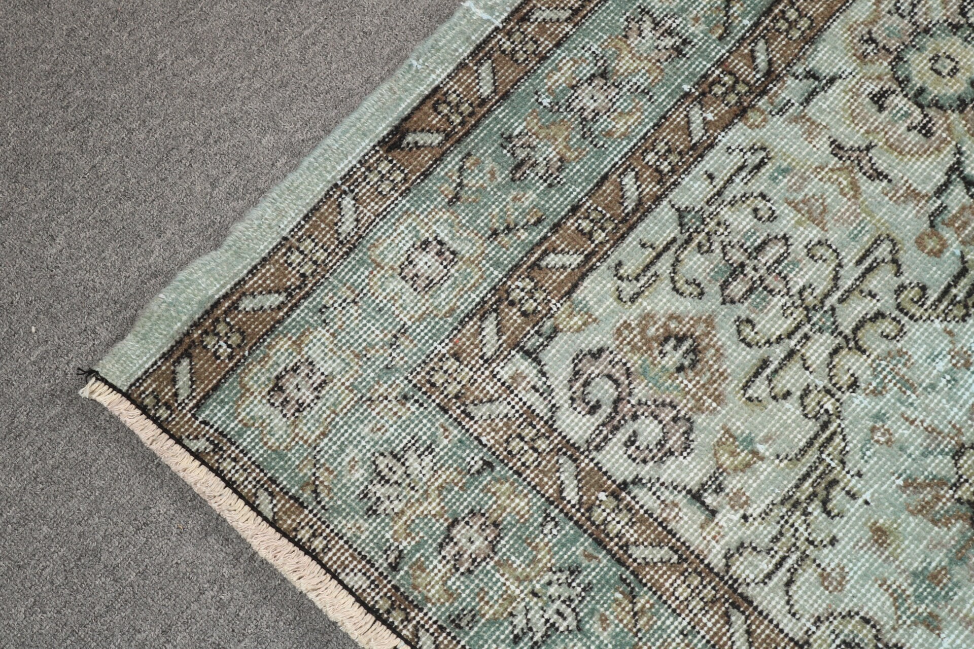 Büyük Vintage Halı, Yatak Odası Halısı, Vintage Halılar, Türk Halıları, Büyük Oushak Halısı, Oryantal Halılar, 5x8,3 ft Büyük Halı, Yeşil Antika Halı